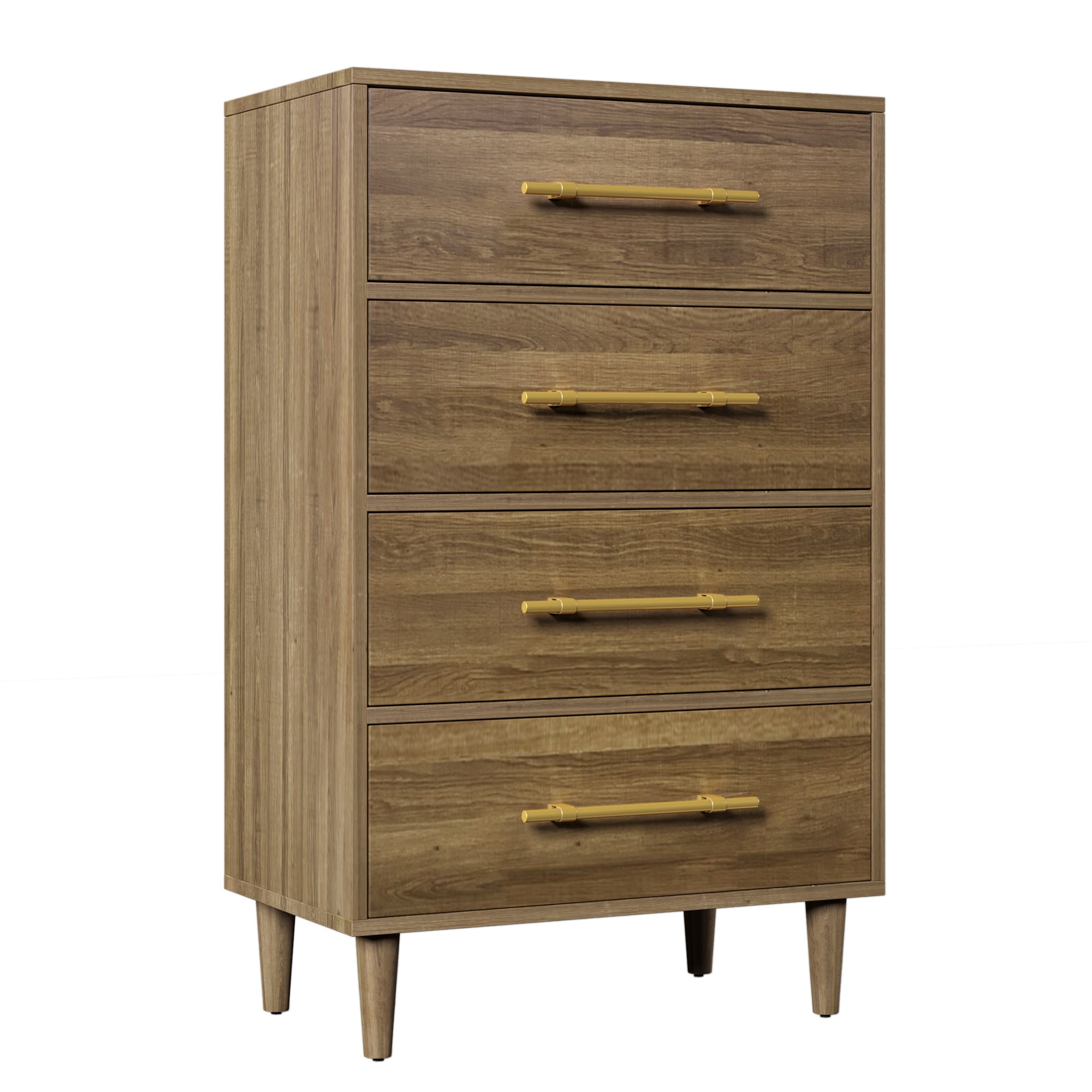 4 Drawers 30" W Wood Chest in Natural Walnut