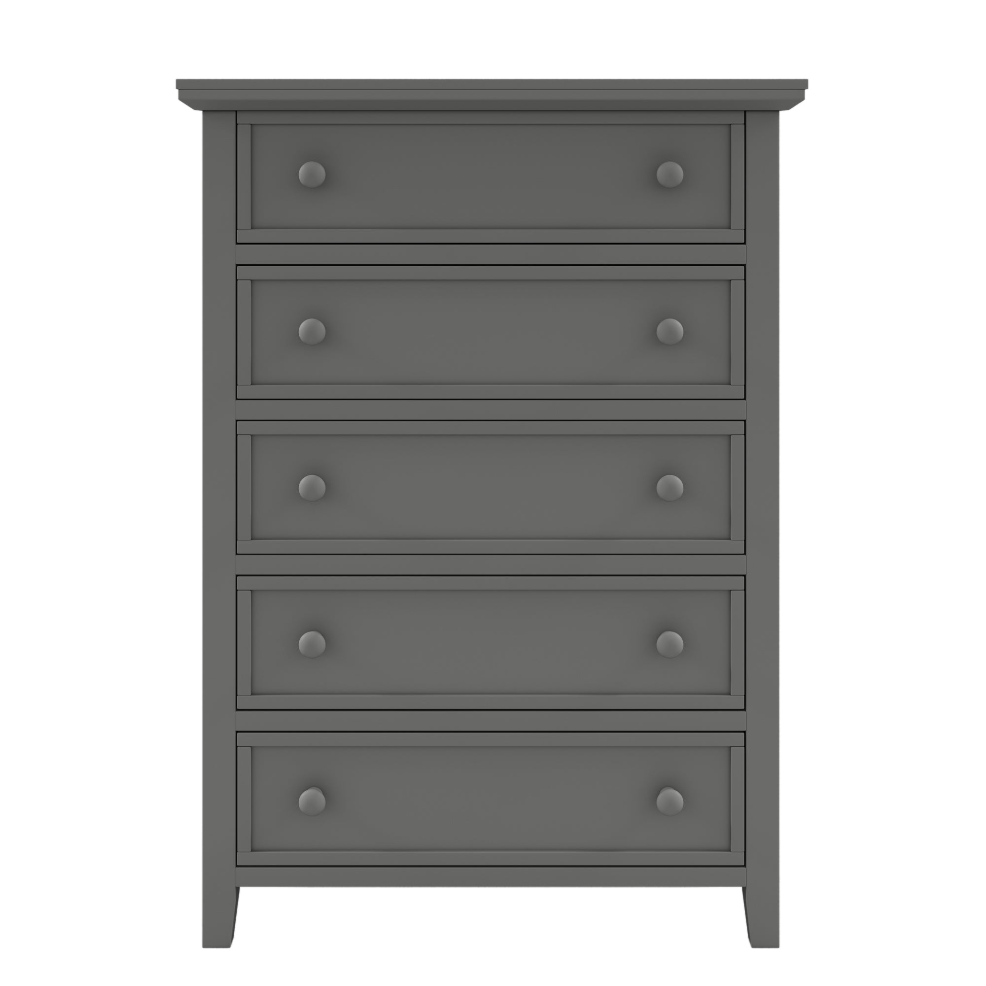 5-Drawer 36" W Solid Wood Chest in Gray