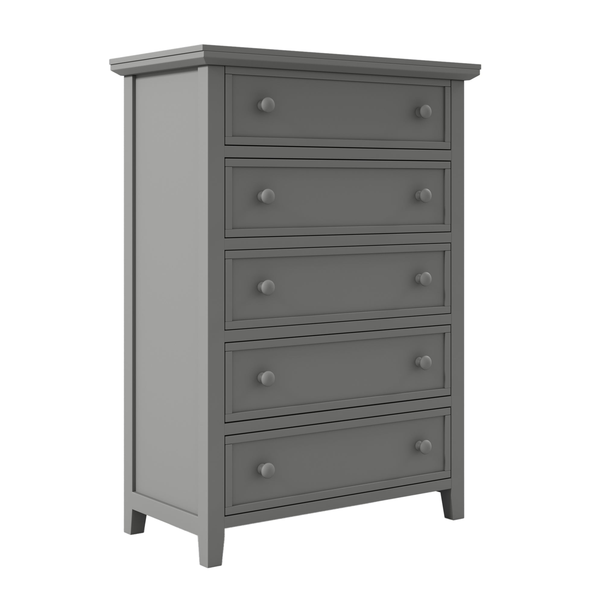 5-Drawer 36" W Solid Wood Chest in Gray