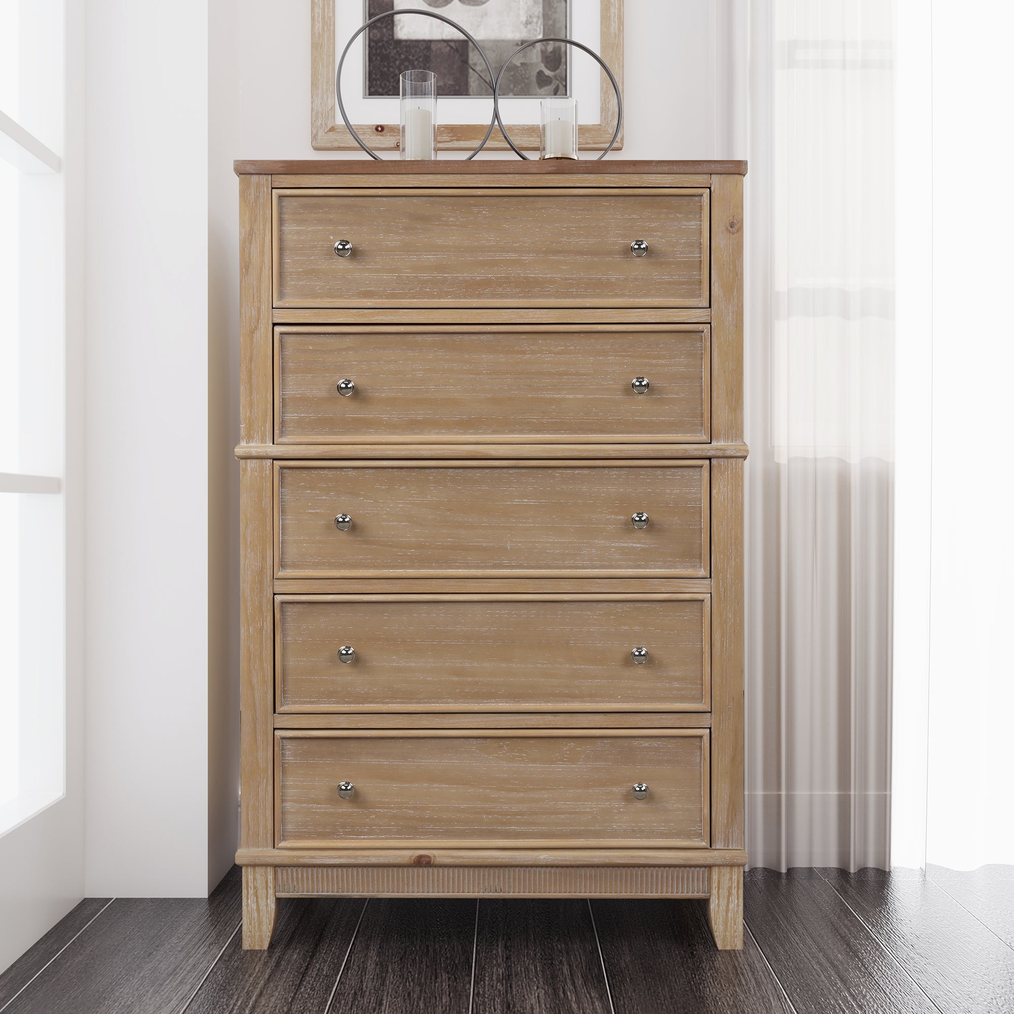 5-Drawer 29" W Solid Wood Chest in Natural