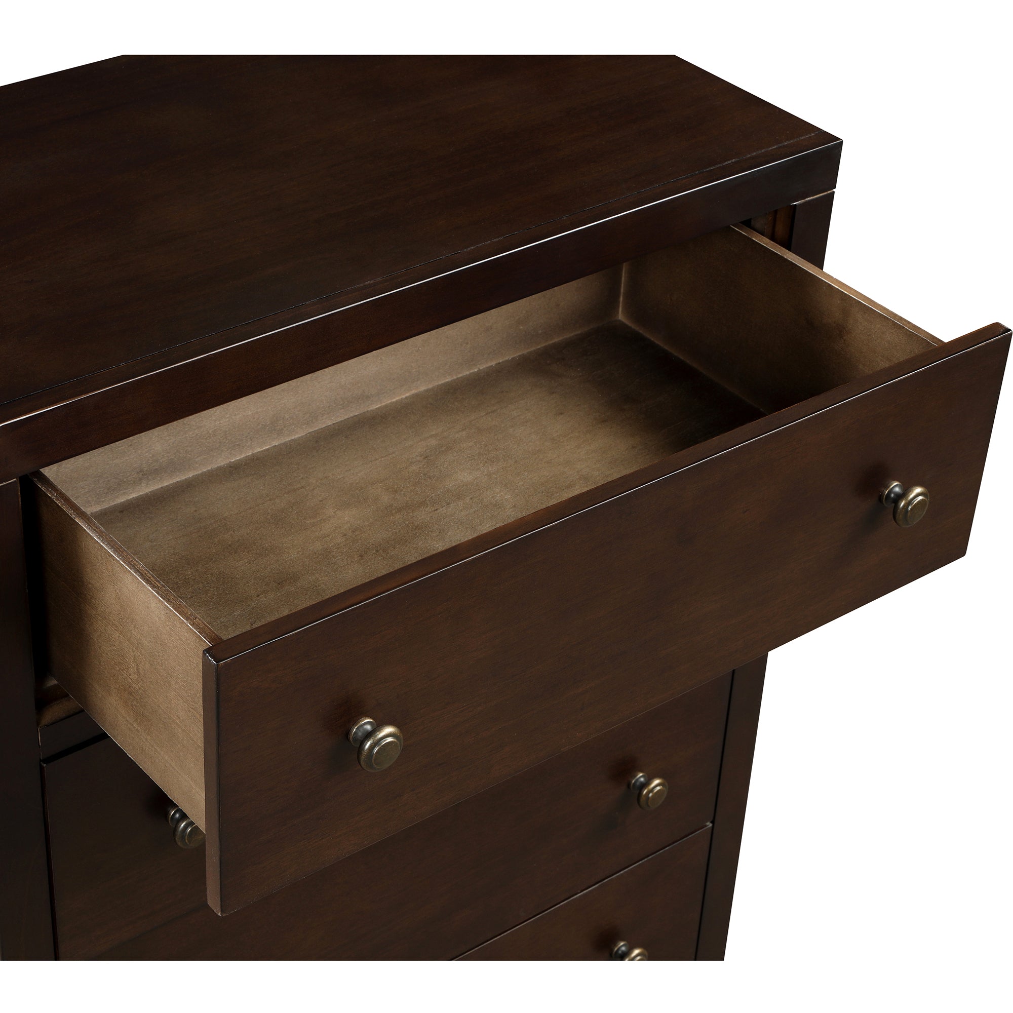 5-Drawer 29" W Solid Wood Chest in Dark Walnut