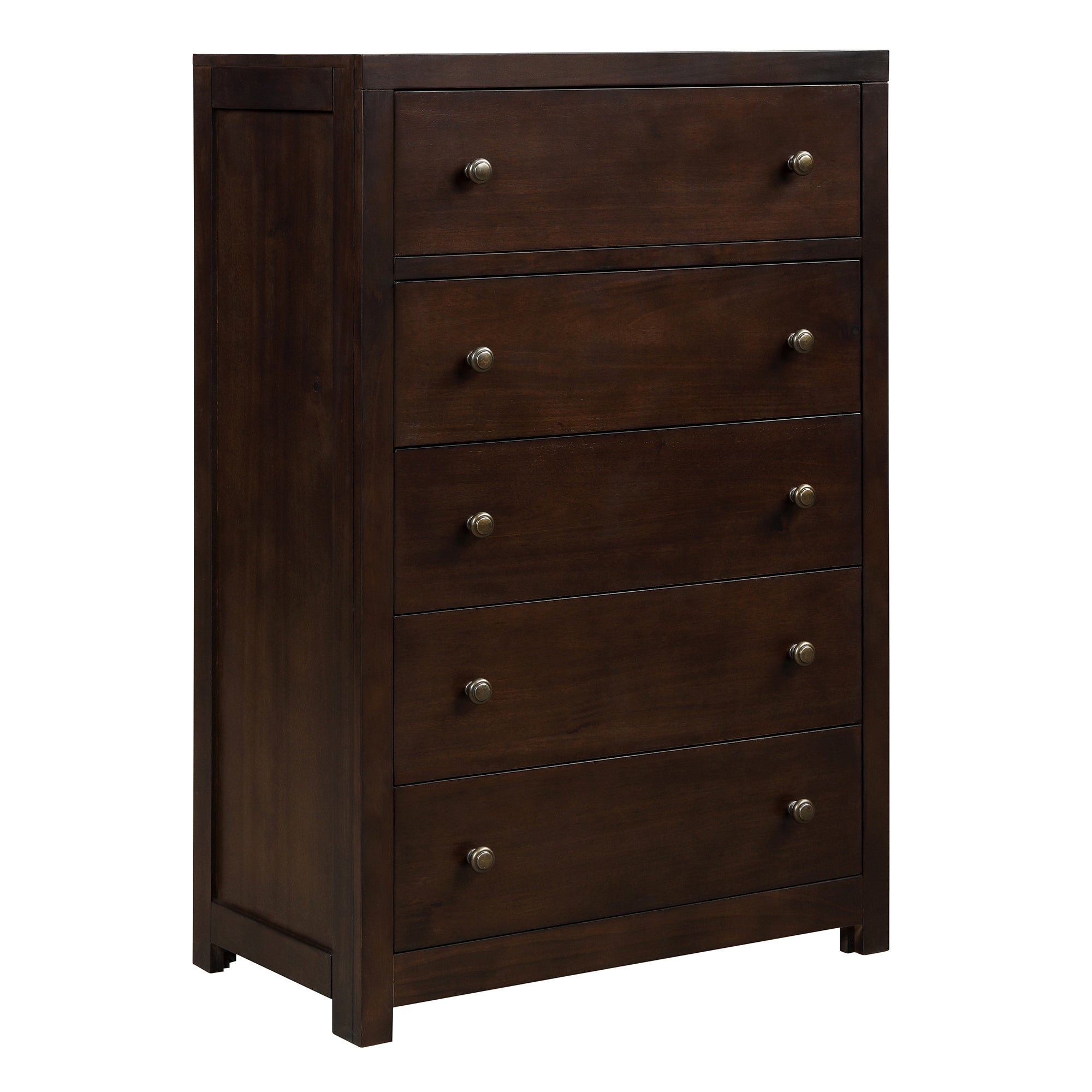 5-Drawer 29" W Solid Wood Chest in Dark Walnut