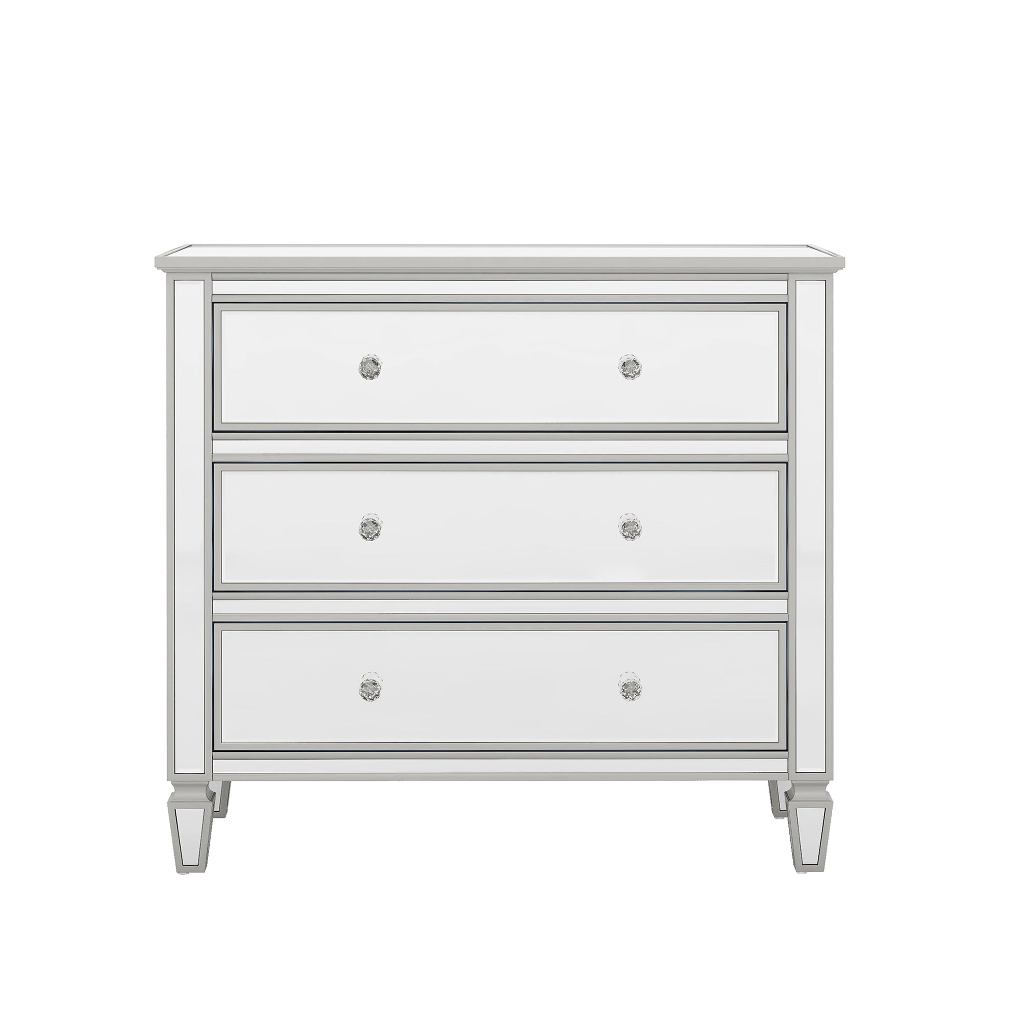 3-Drawer 40" W Wood Bachelors Chest in Silver