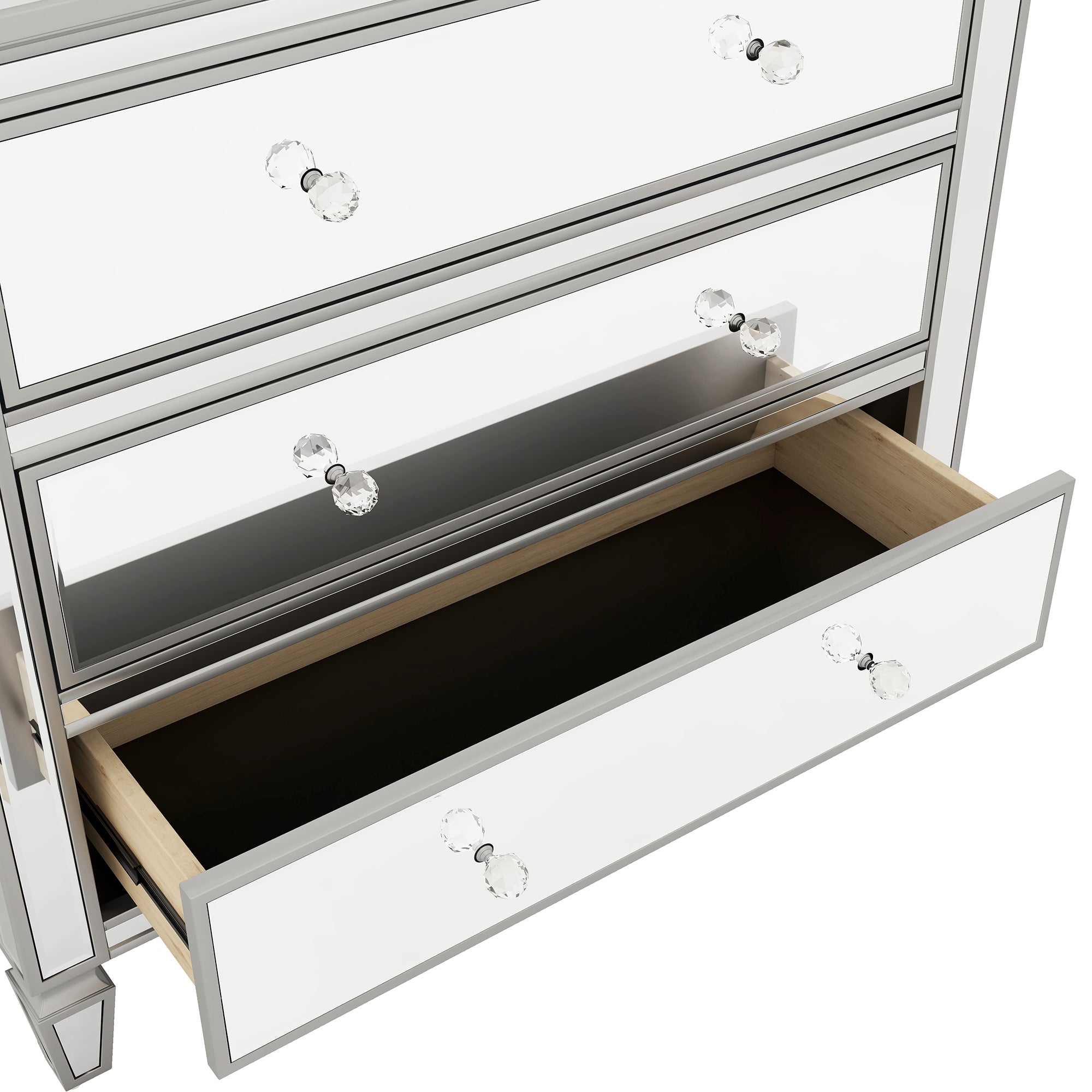 3-Drawer 40" W Wood Bachelors Chest in Silver