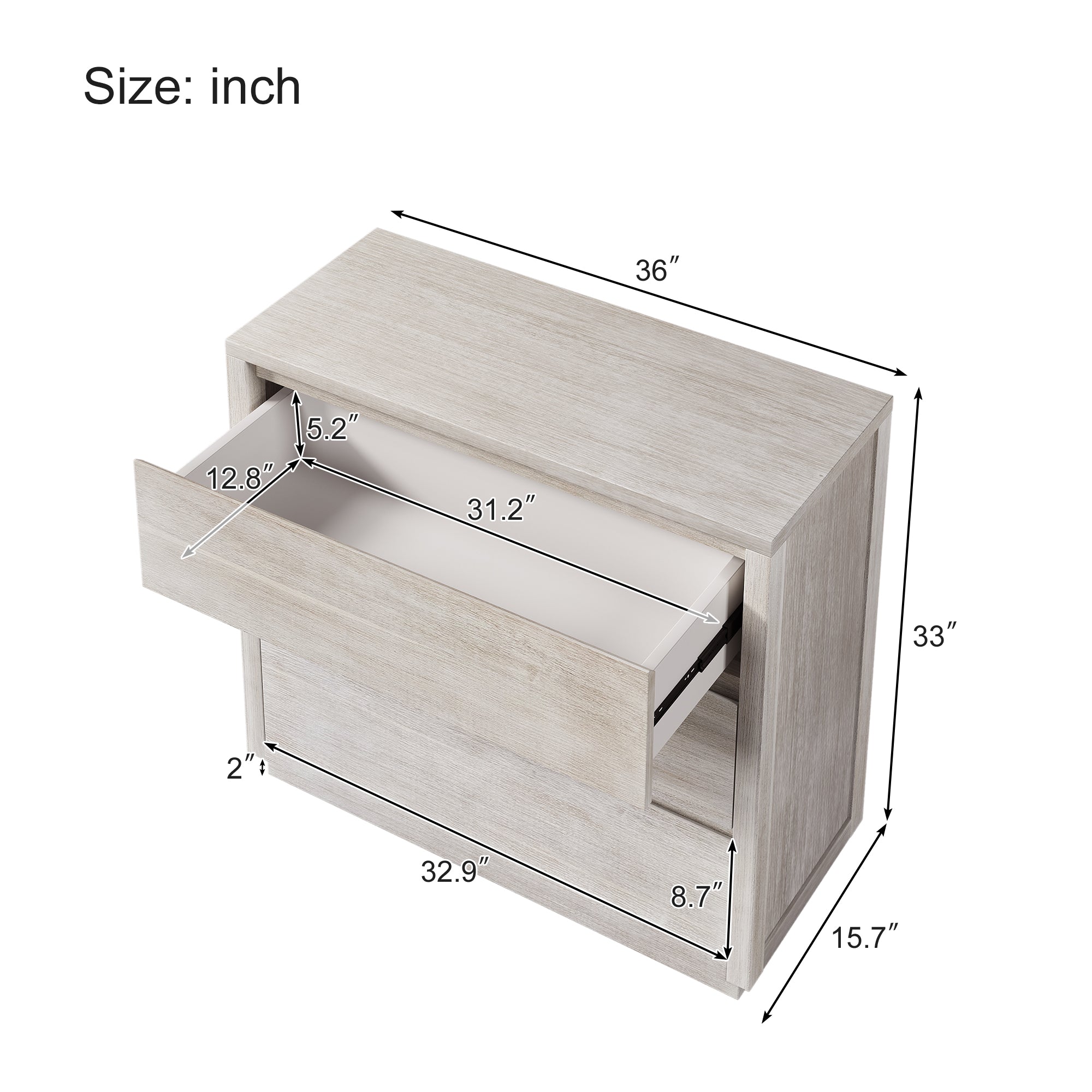 3-Drawer Wood Chest for Bedroom, Living Room