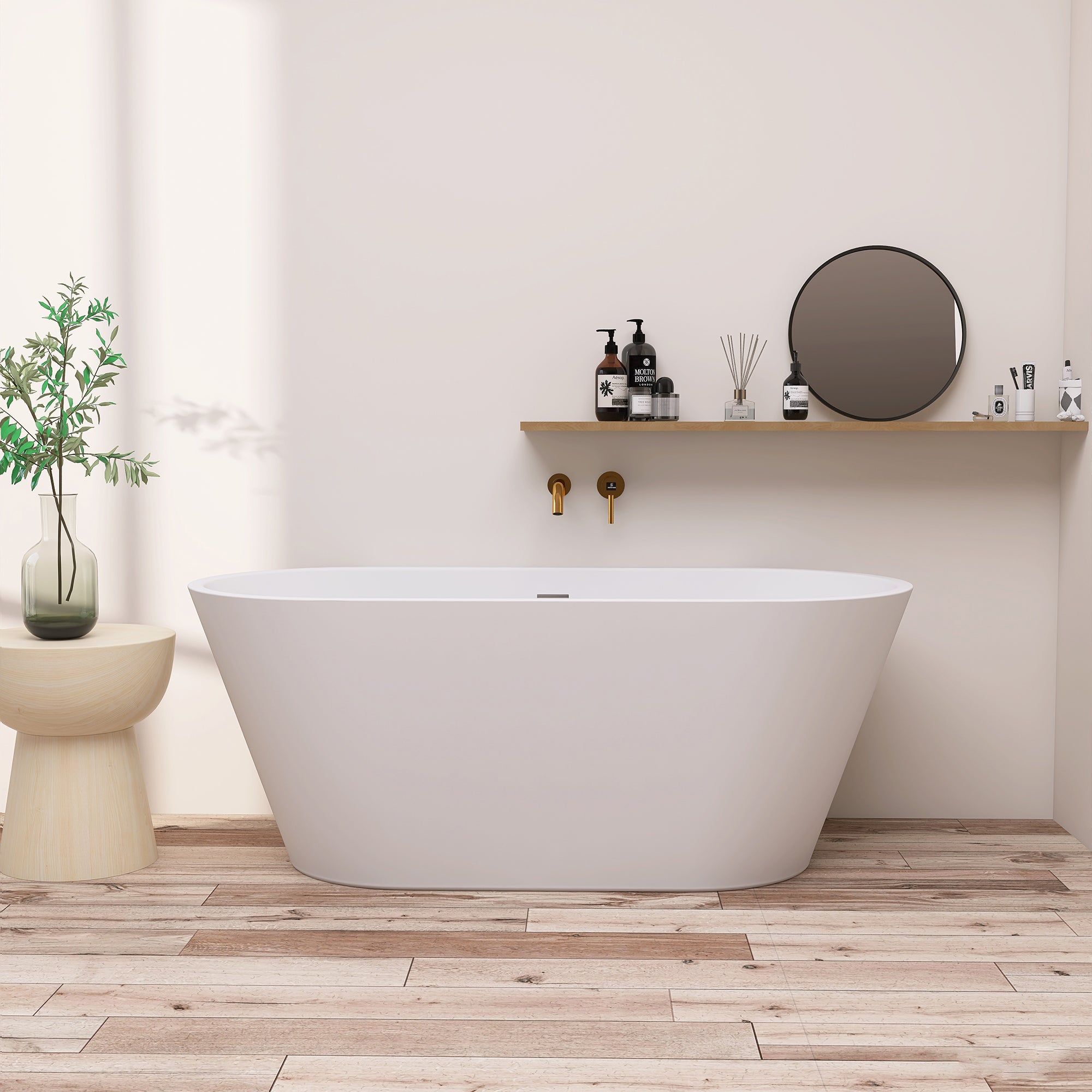 51 in. Acrylic Flatbottom Non-Whirlpool Bathtub in White
