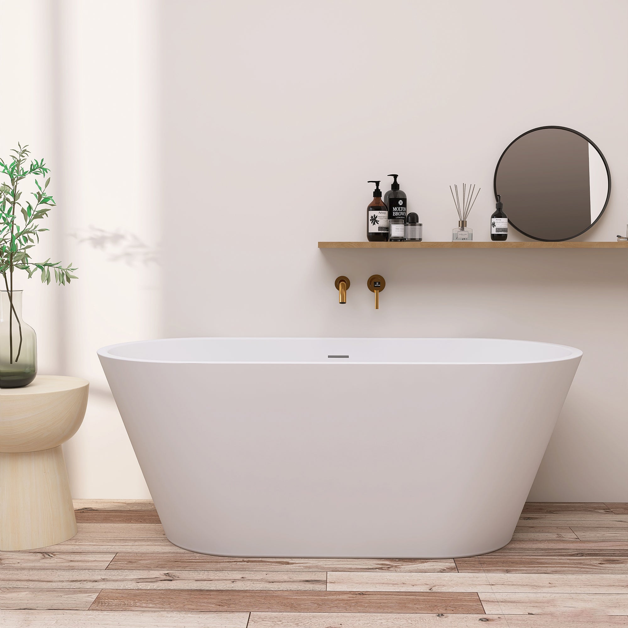 51 in. Acrylic Flatbottom Non-Whirlpool Bathtub in White