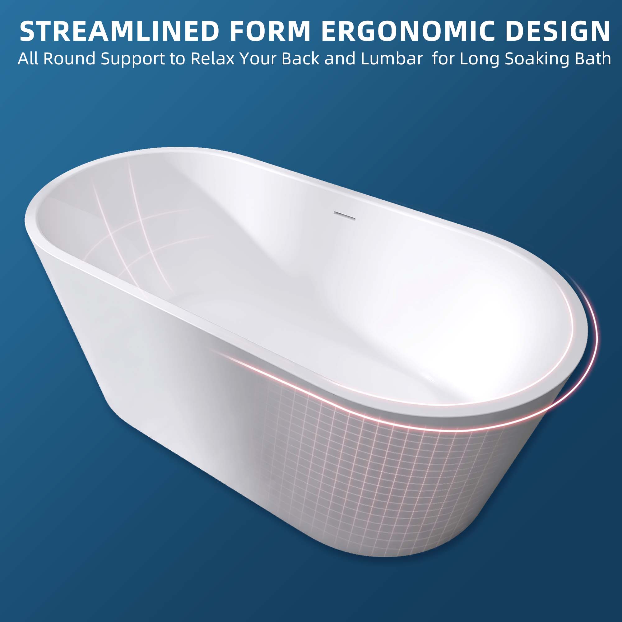 51 in. Acrylic Flatbottom Non-Whirlpool Bathtub in White