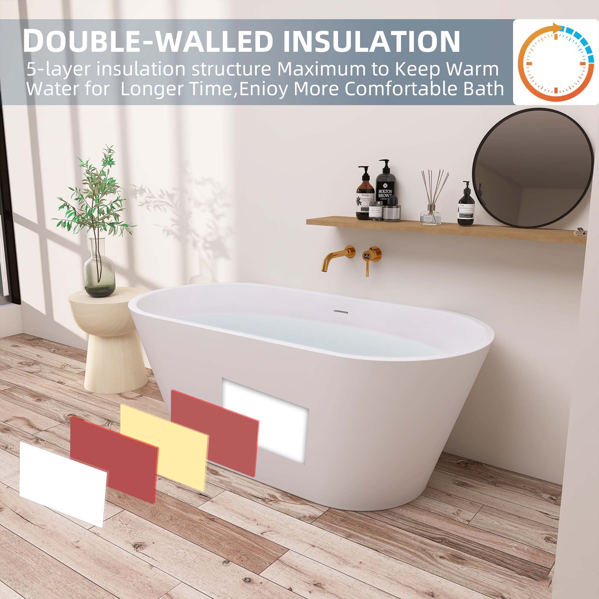51 in. Acrylic Flatbottom Non-Whirlpool Bathtub in White