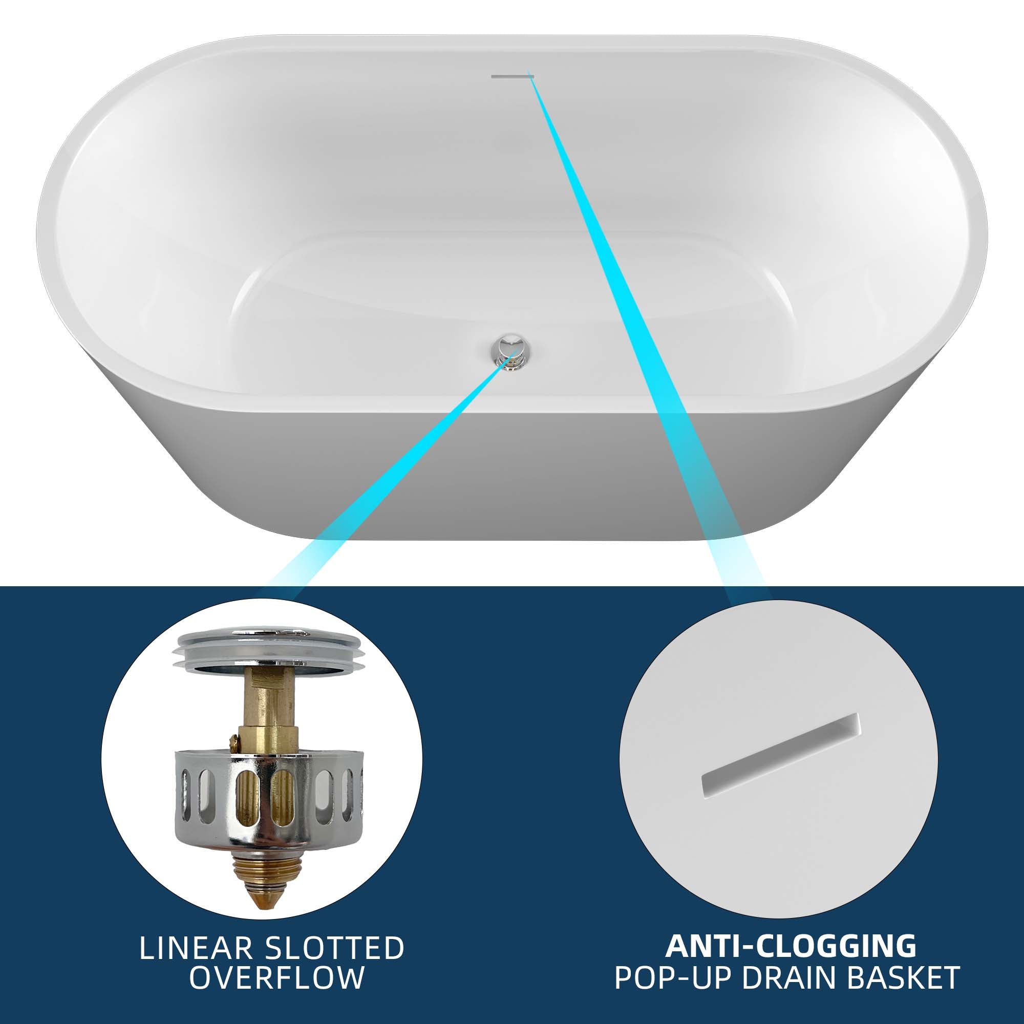 51 in. Acrylic Flatbottom Non-Whirlpool Bathtub in White