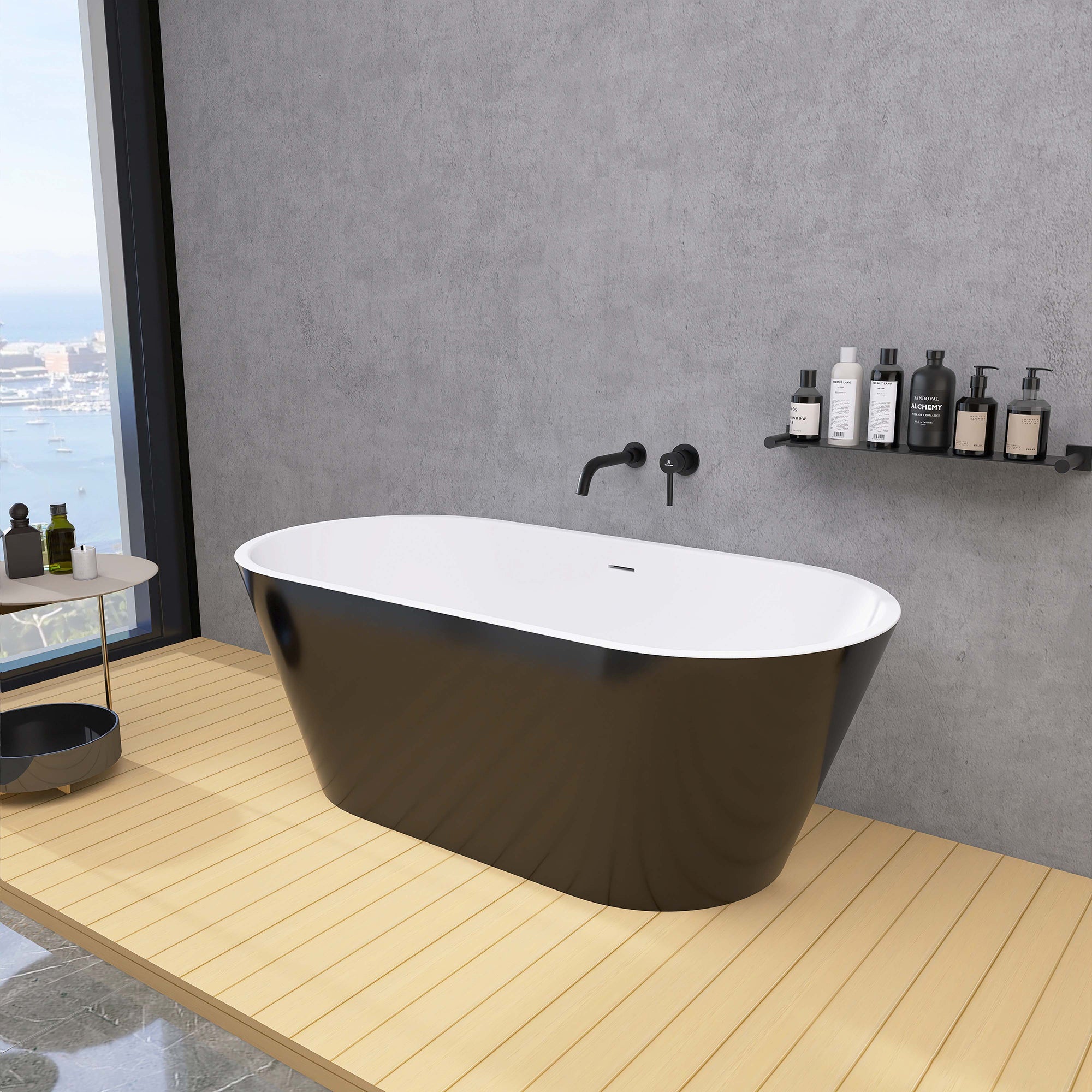 59 in. Acrylic Flatbottom Non-Whirlpool Soaking Bathtub
