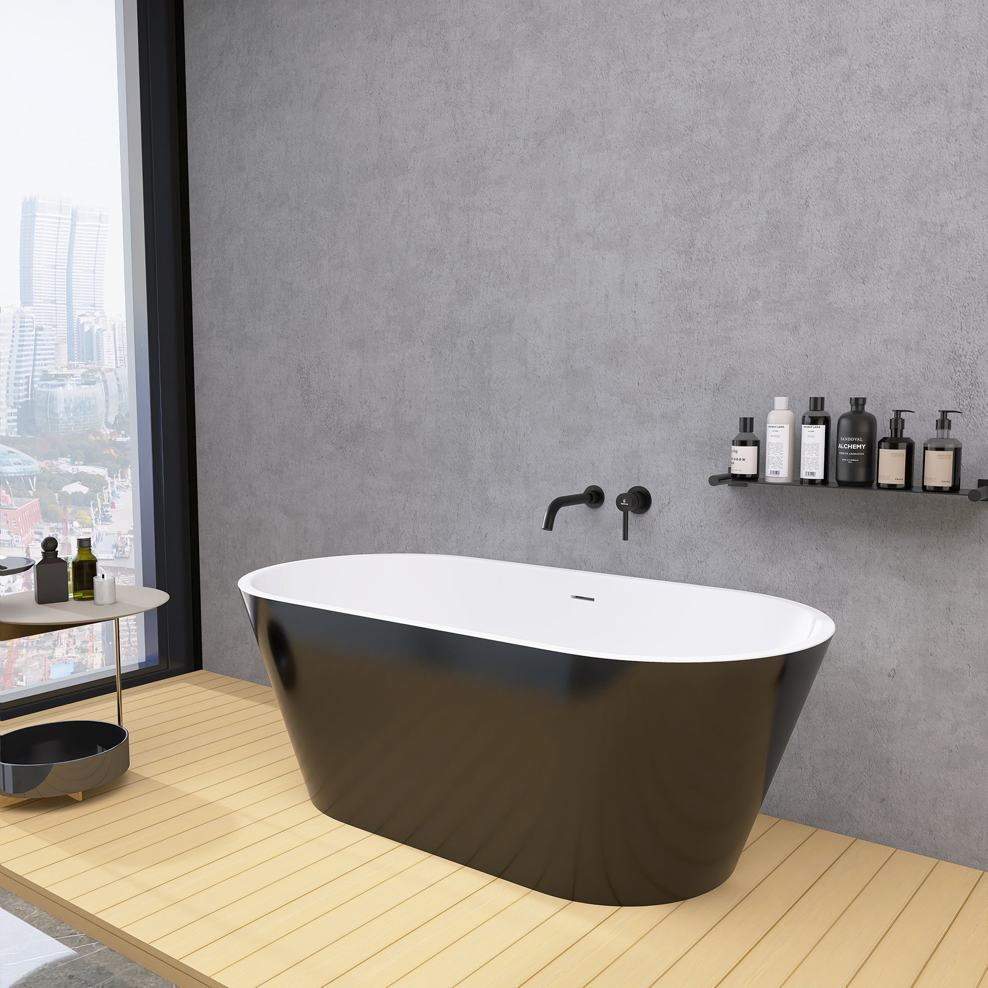 59 in. Acrylic Flatbottom Non-Whirlpool Soaking Bathtub