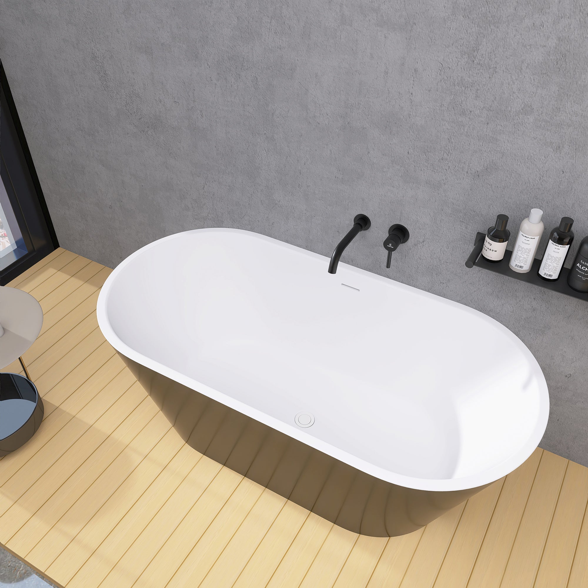 59 in. Acrylic Flatbottom Non-Whirlpool Soaking Bathtub