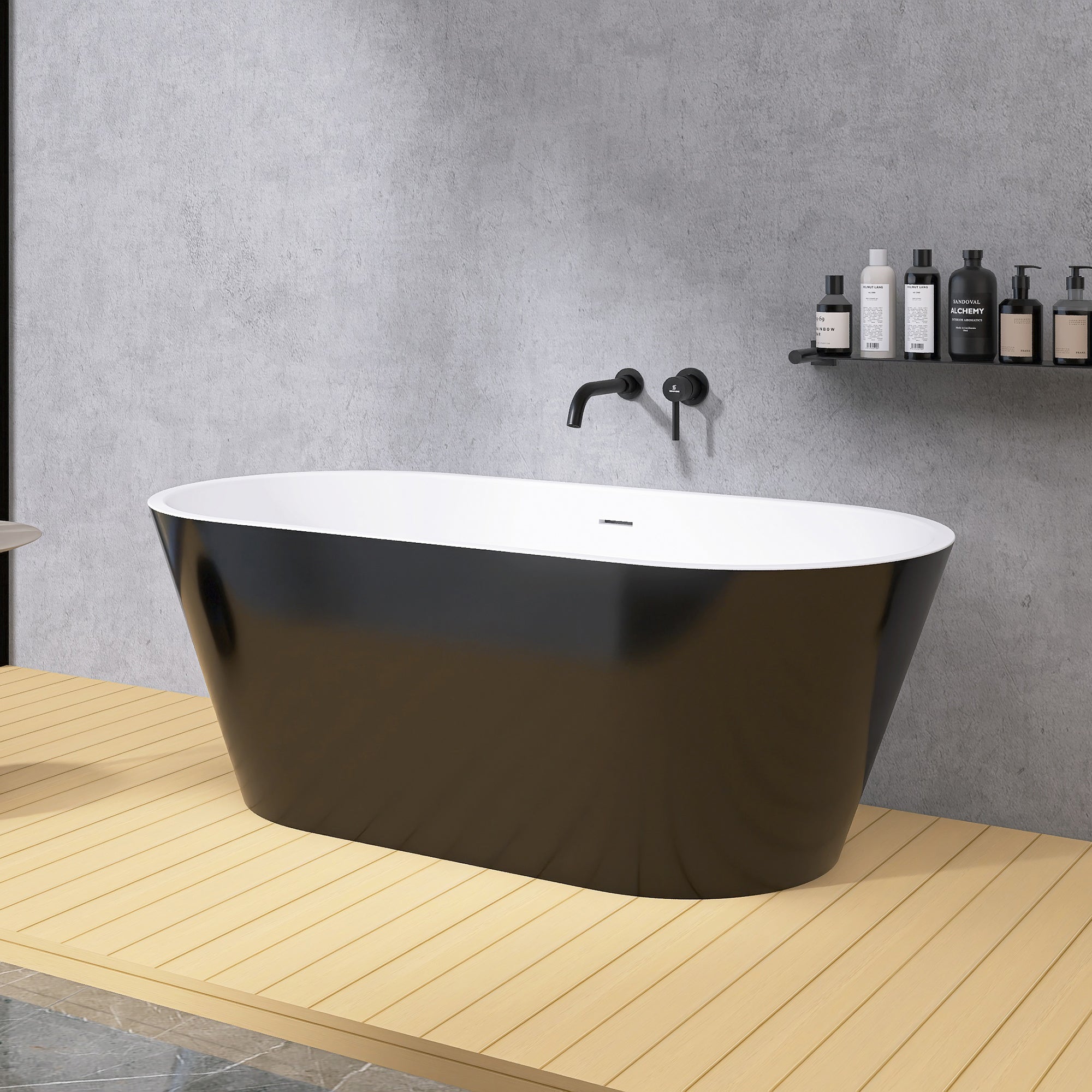 59 in. Acrylic Flatbottom Non-Whirlpool Soaking Bathtub