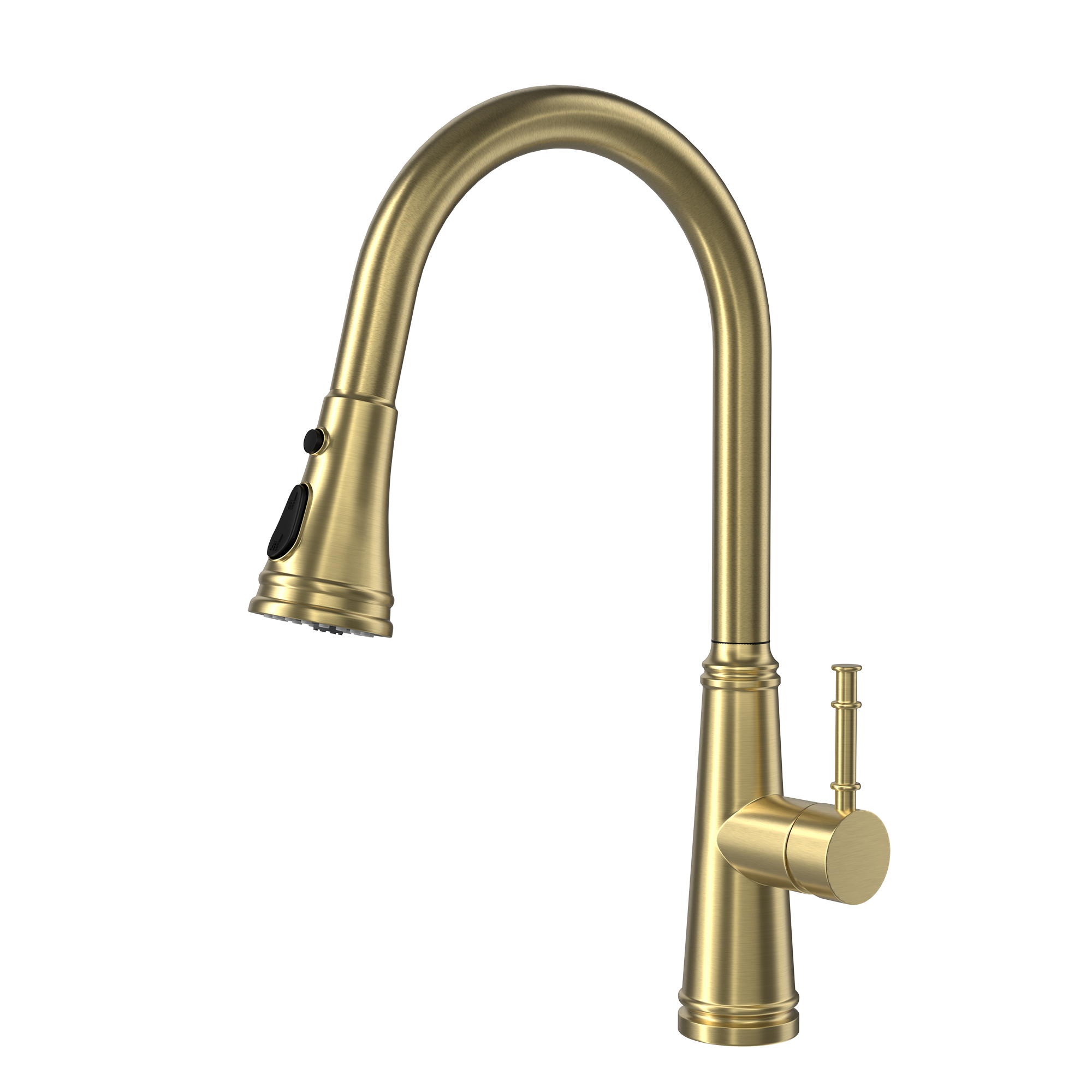 Single Handle Deck Mounted High Arc Stainless Steel Kitchen Faucet with Pull Out Spray