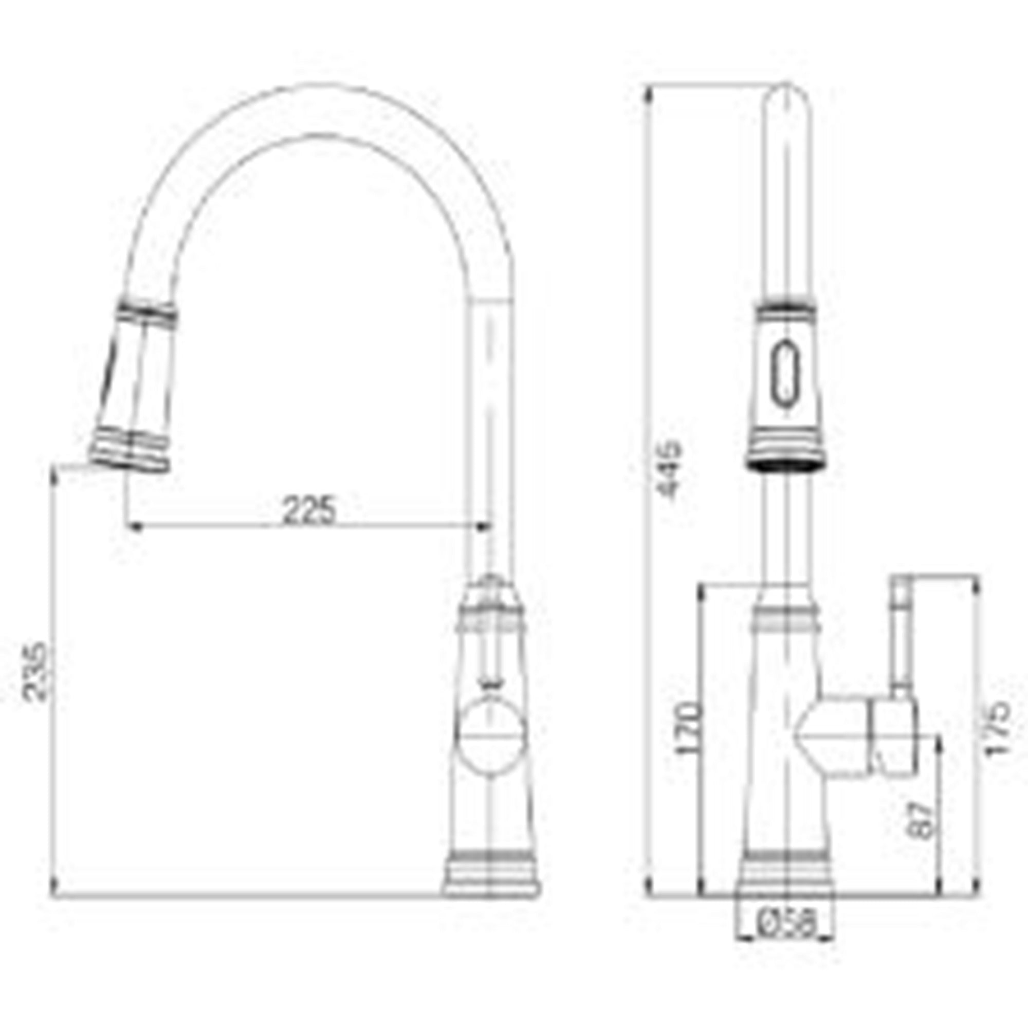 Single Handle Deck Mounted High Arc Stainless Steel Kitchen Faucet with Pull Out Spray