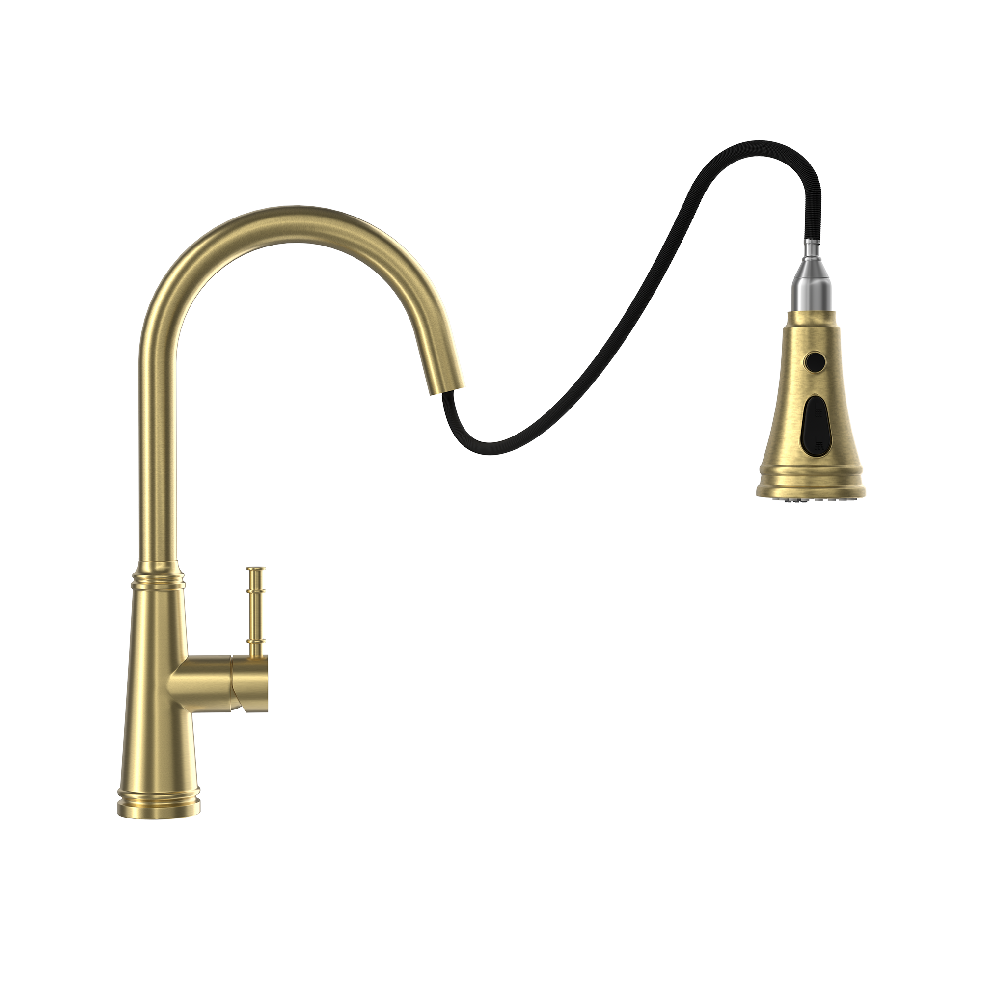 Single Handle Deck Mounted High Arc Stainless Steel Kitchen Faucet with Pull Out Spray