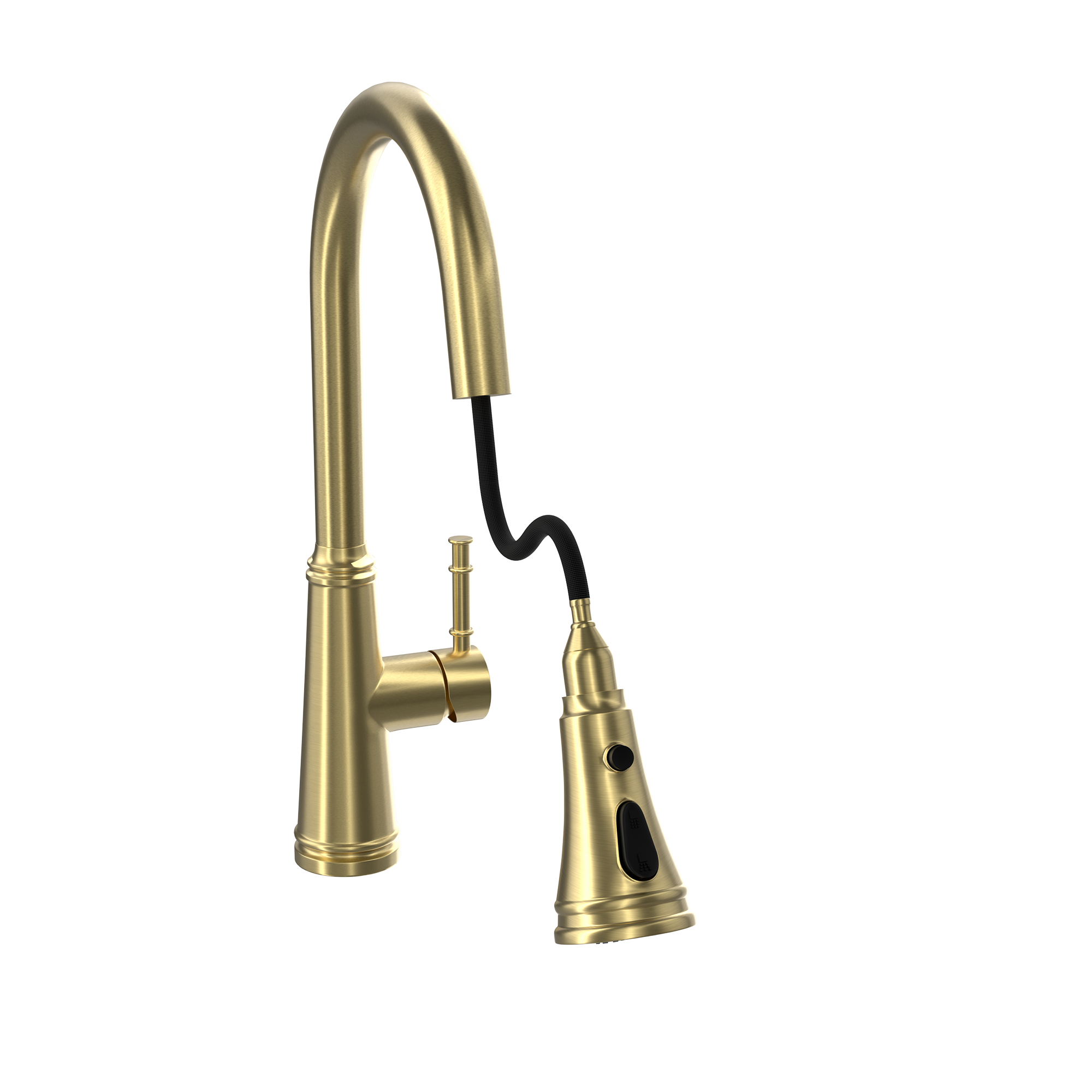 Single Handle Deck Mounted High Arc Stainless Steel Kitchen Faucet with Pull Out Spray