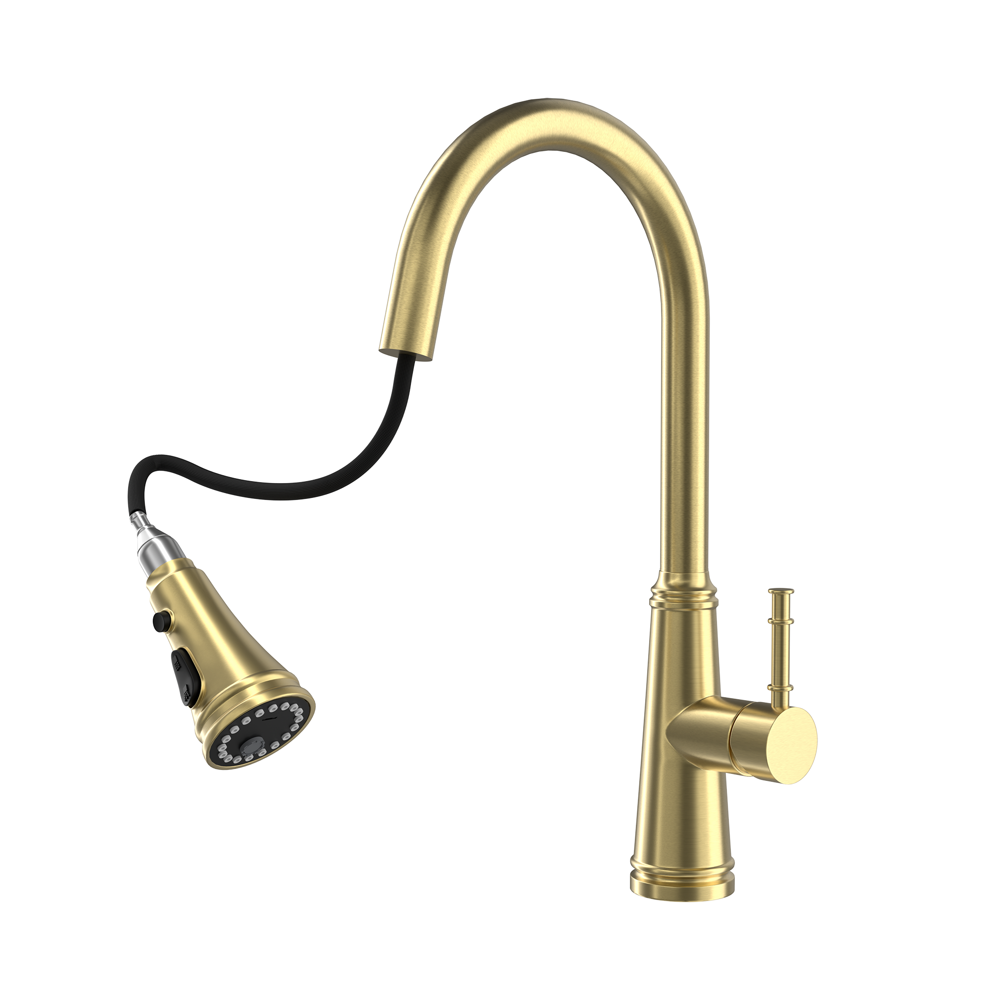 Single Handle Deck Mounted High Arc Stainless Steel Kitchen Faucet with Pull Out Spray