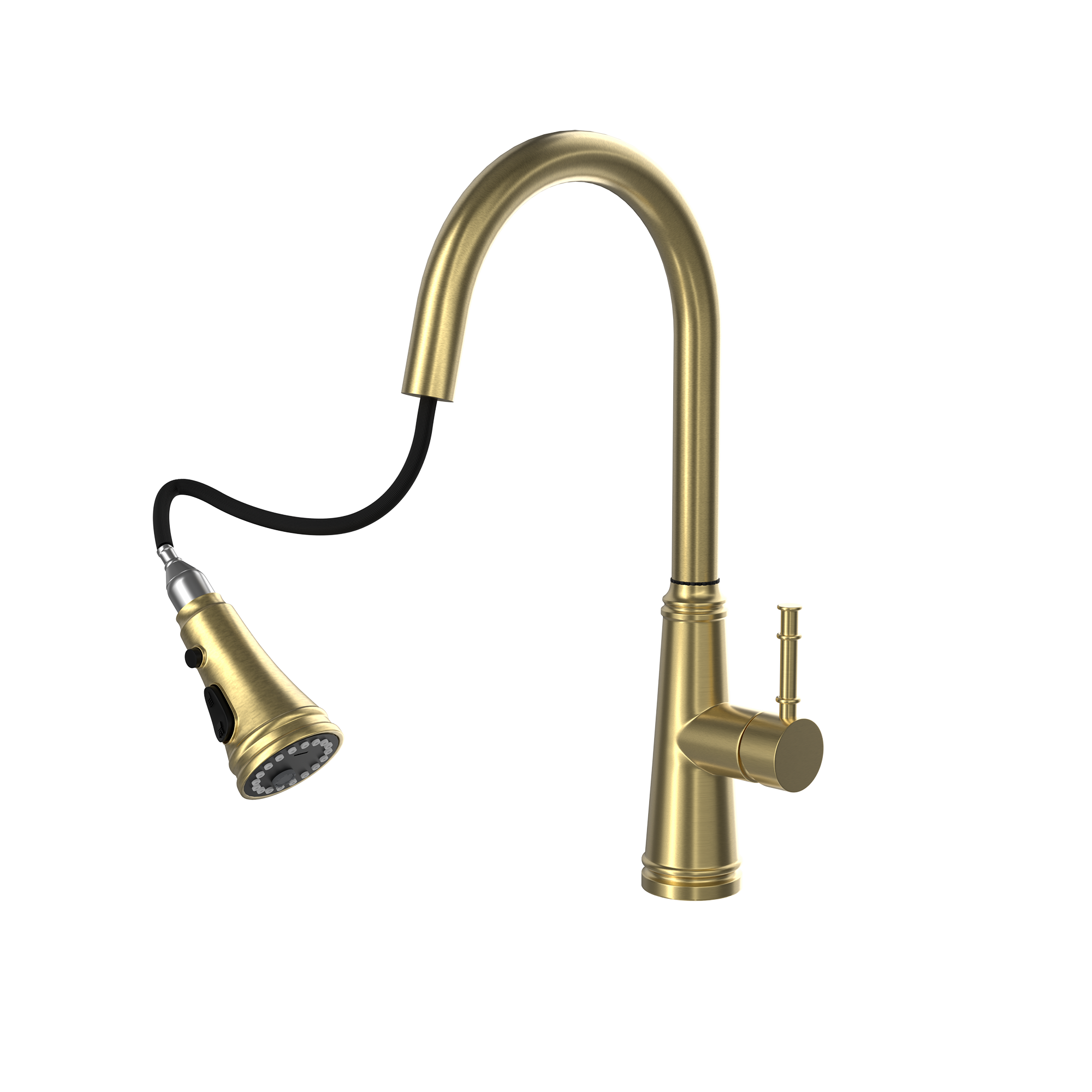 Single Handle Deck Mounted High Arc Stainless Steel Kitchen Faucet with Pull Out Spray