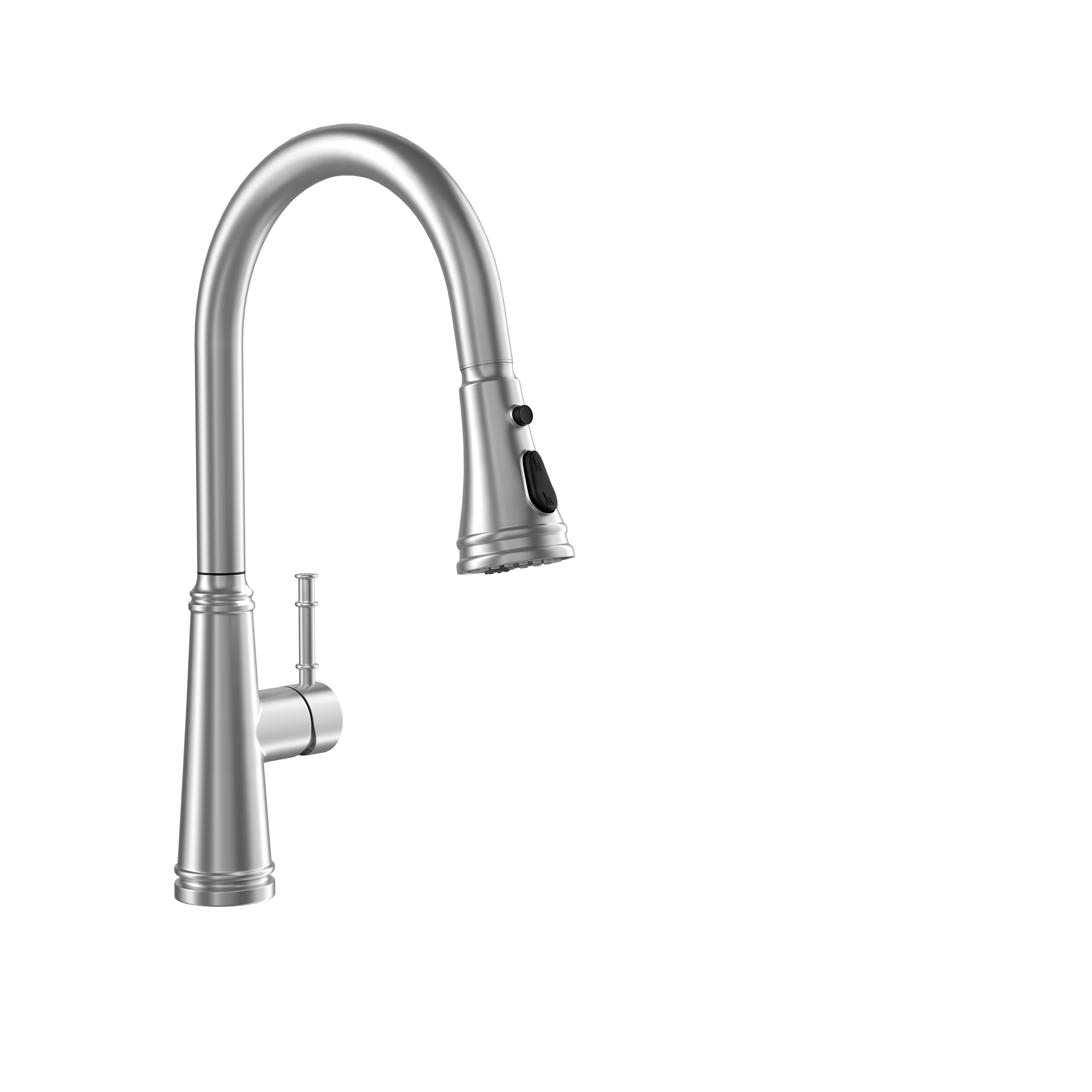 Single Handle Deck Mounted High Arc Stainless Steel Kitchen Faucet with Pull Out Spray
