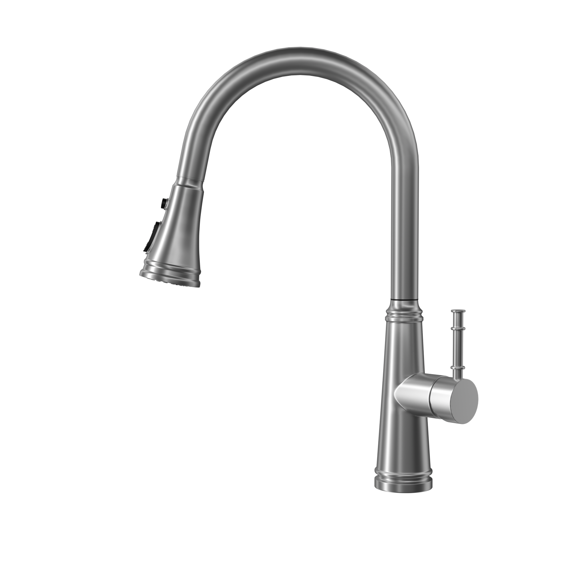 Single Handle Deck Mounted High Arc Stainless Steel Kitchen Faucet with Pull Out Spray