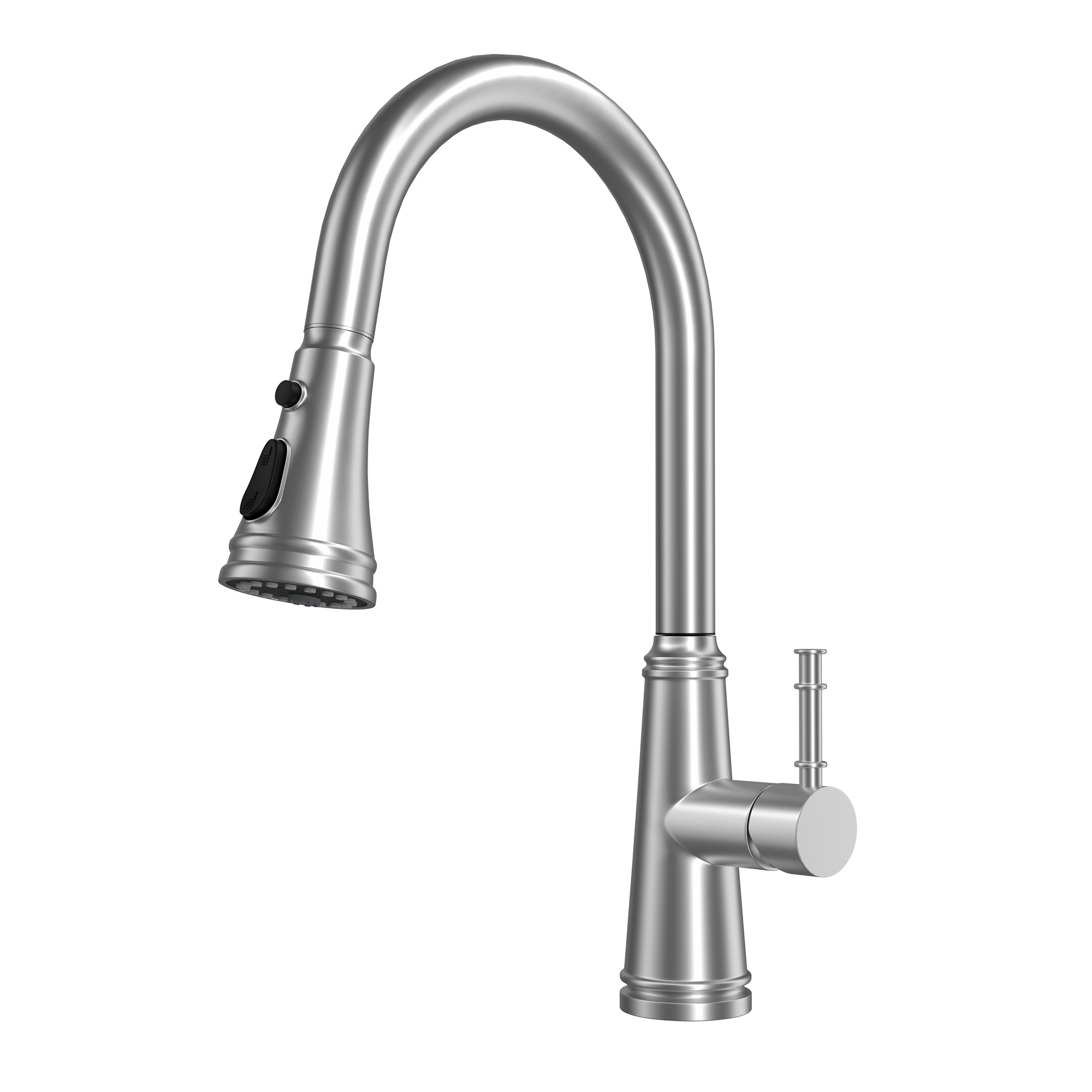 Single Handle Deck Mounted High Arc Stainless Steel Kitchen Faucet with Pull Out Spray
