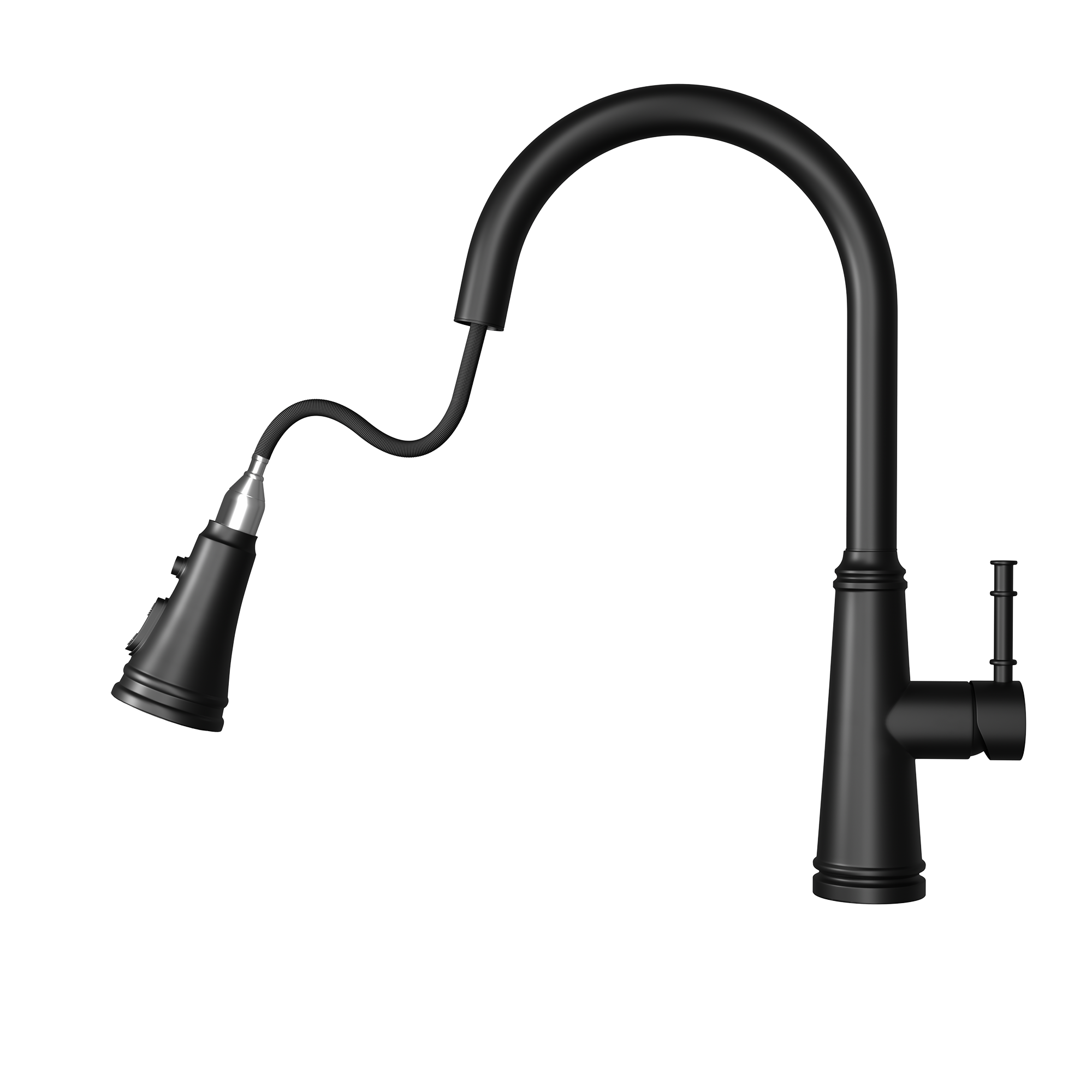 Single Handle Deck Mounted High Arc Stainless Steel Kitchen Faucet with Pull Out Spray