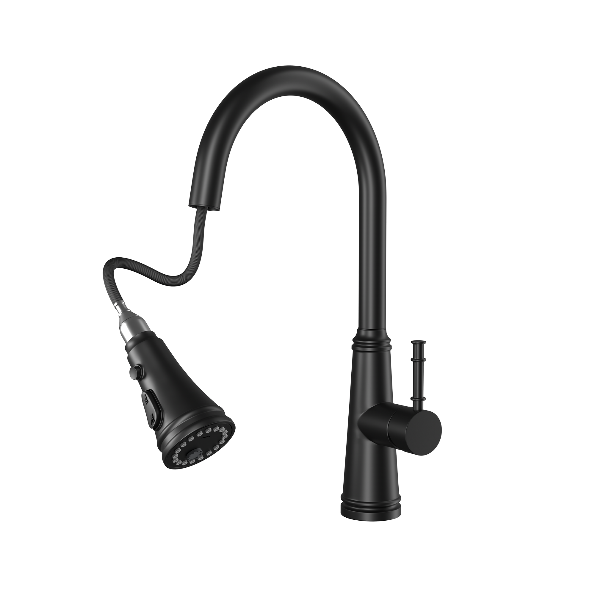 Single Handle Deck Mounted High Arc Stainless Steel Kitchen Faucet with Pull Out Spray
