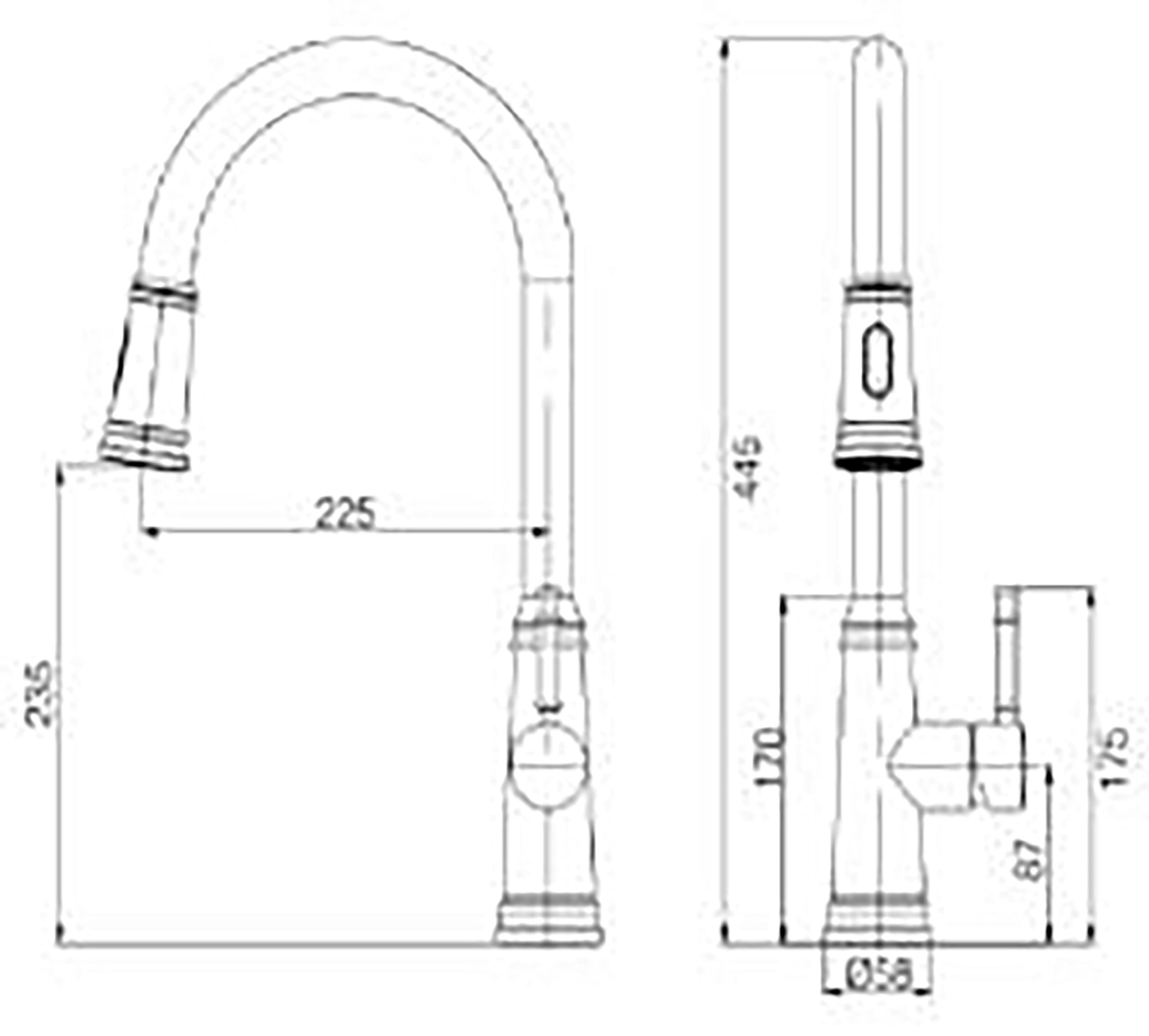Single Handle Deck Mounted High Arc Stainless Steel Kitchen Faucet with Pull Out Spray