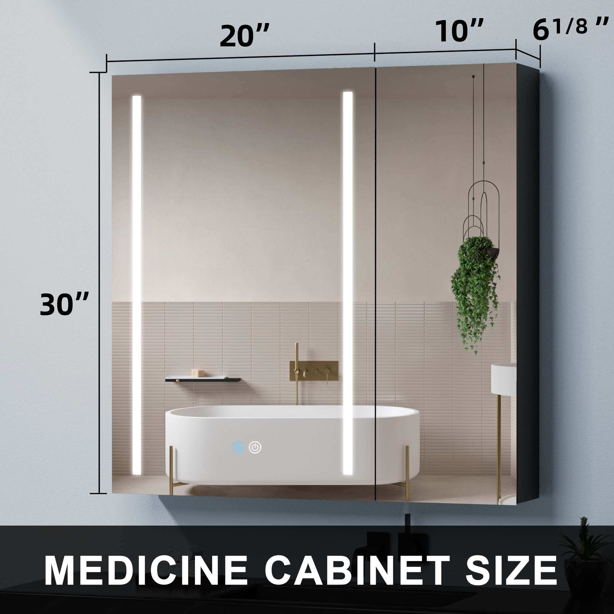 30" Square Black Aluminum Surface Mount Medicine Cabinet with Mirror