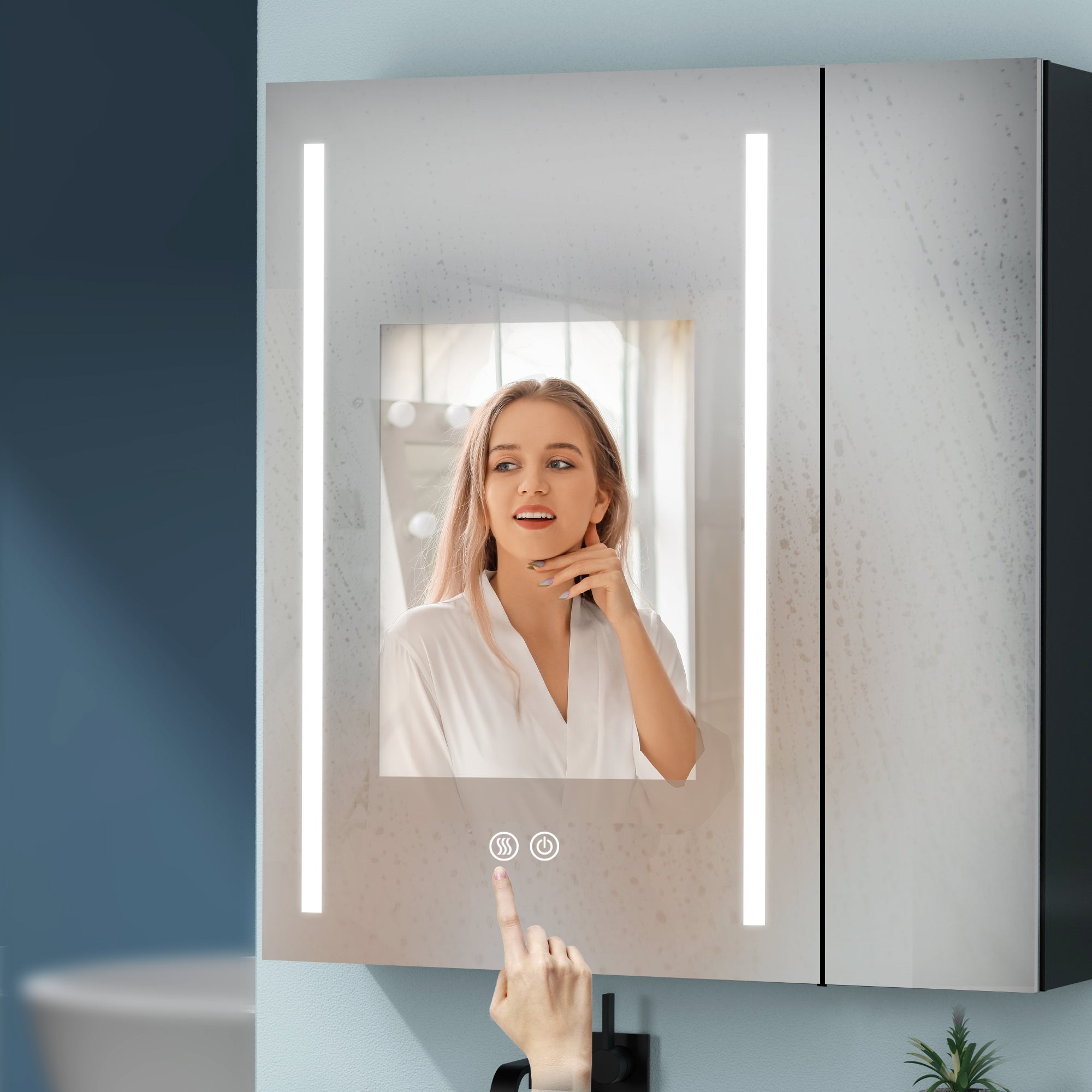 30" Square Black Aluminum Surface Mount Medicine Cabinet with Mirror