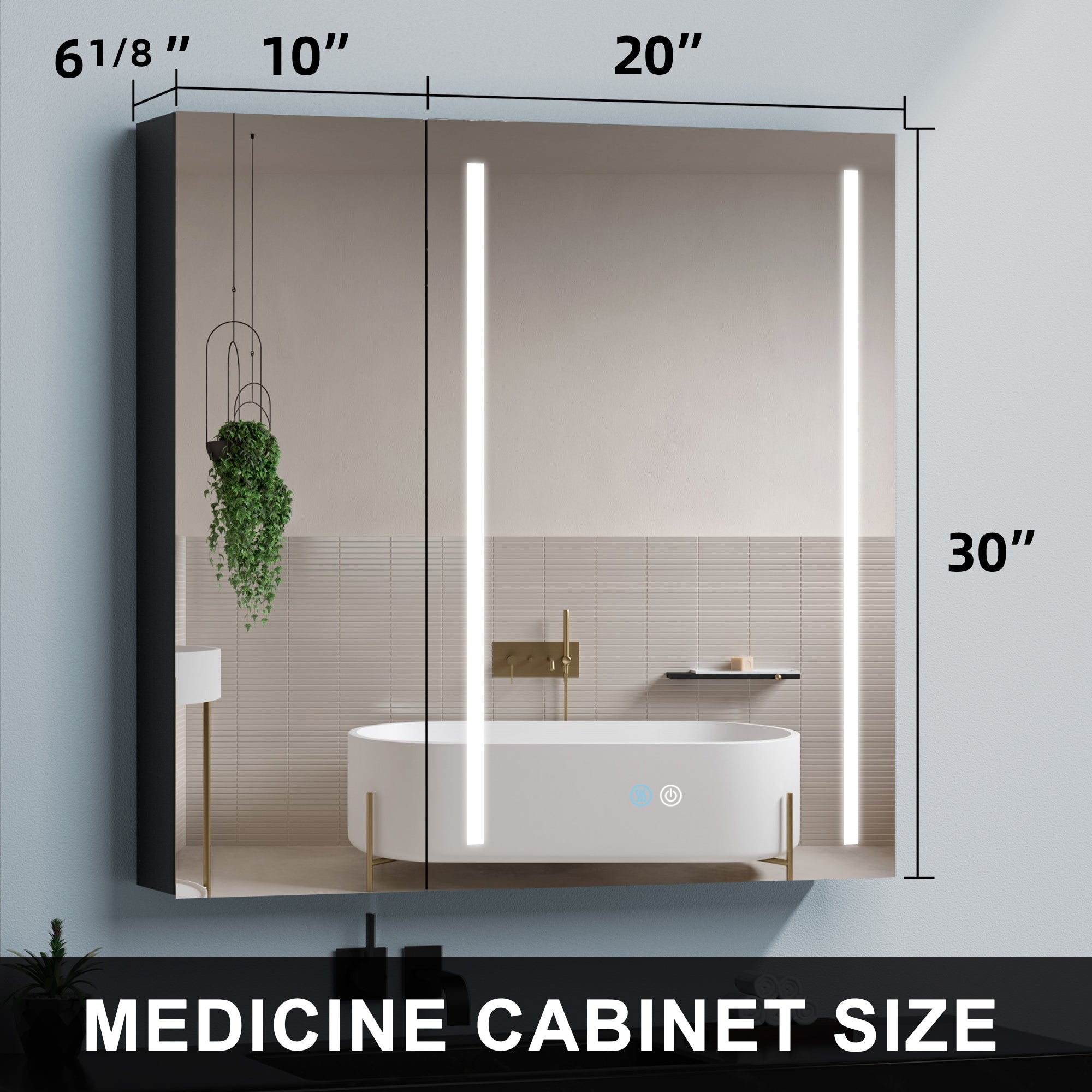 30" Square Black Aluminum Surface Mount Medicine Cabinet with Mirror
