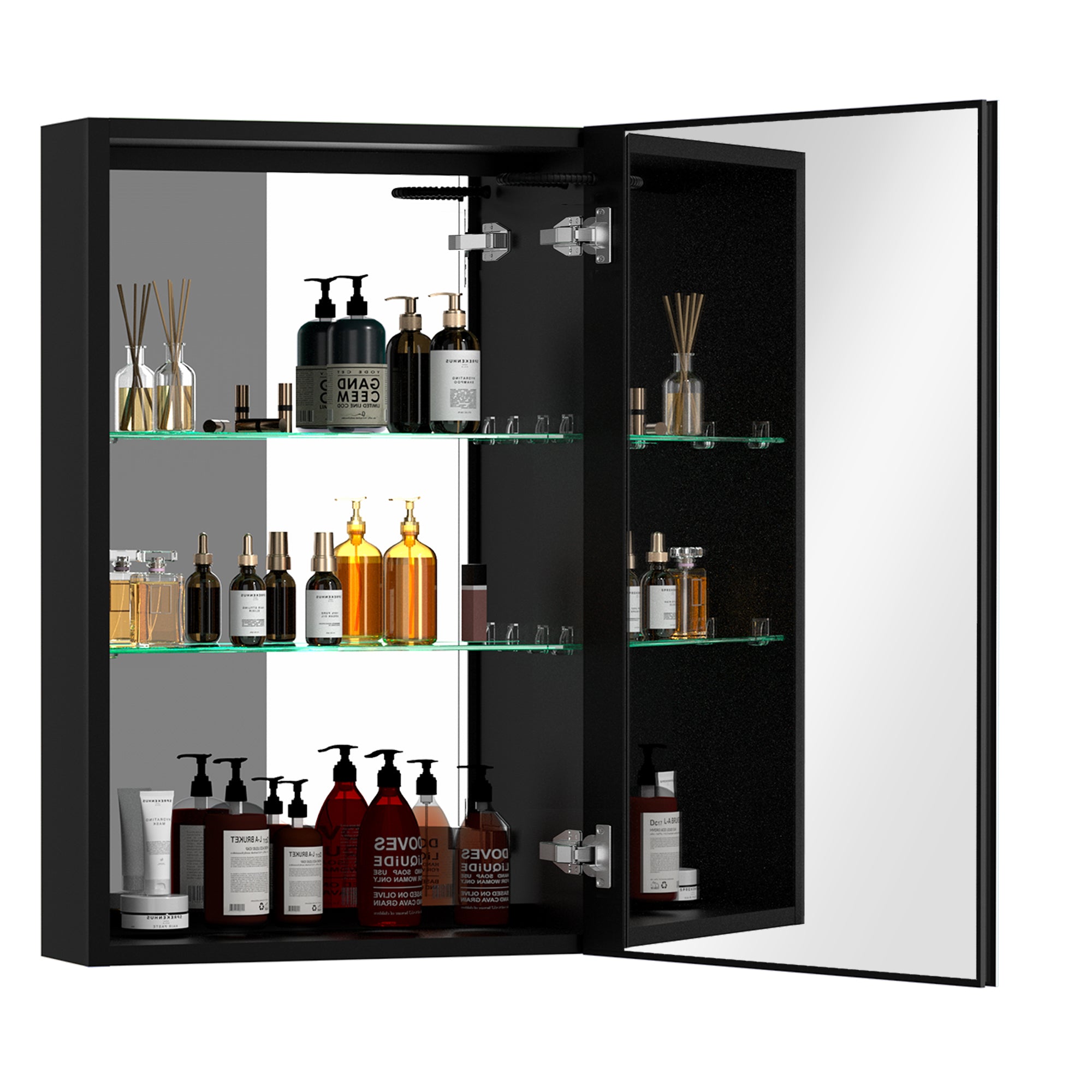 30"  Aluminum Surface Mount Medicine Cabinet with Mirror and Open Shelves