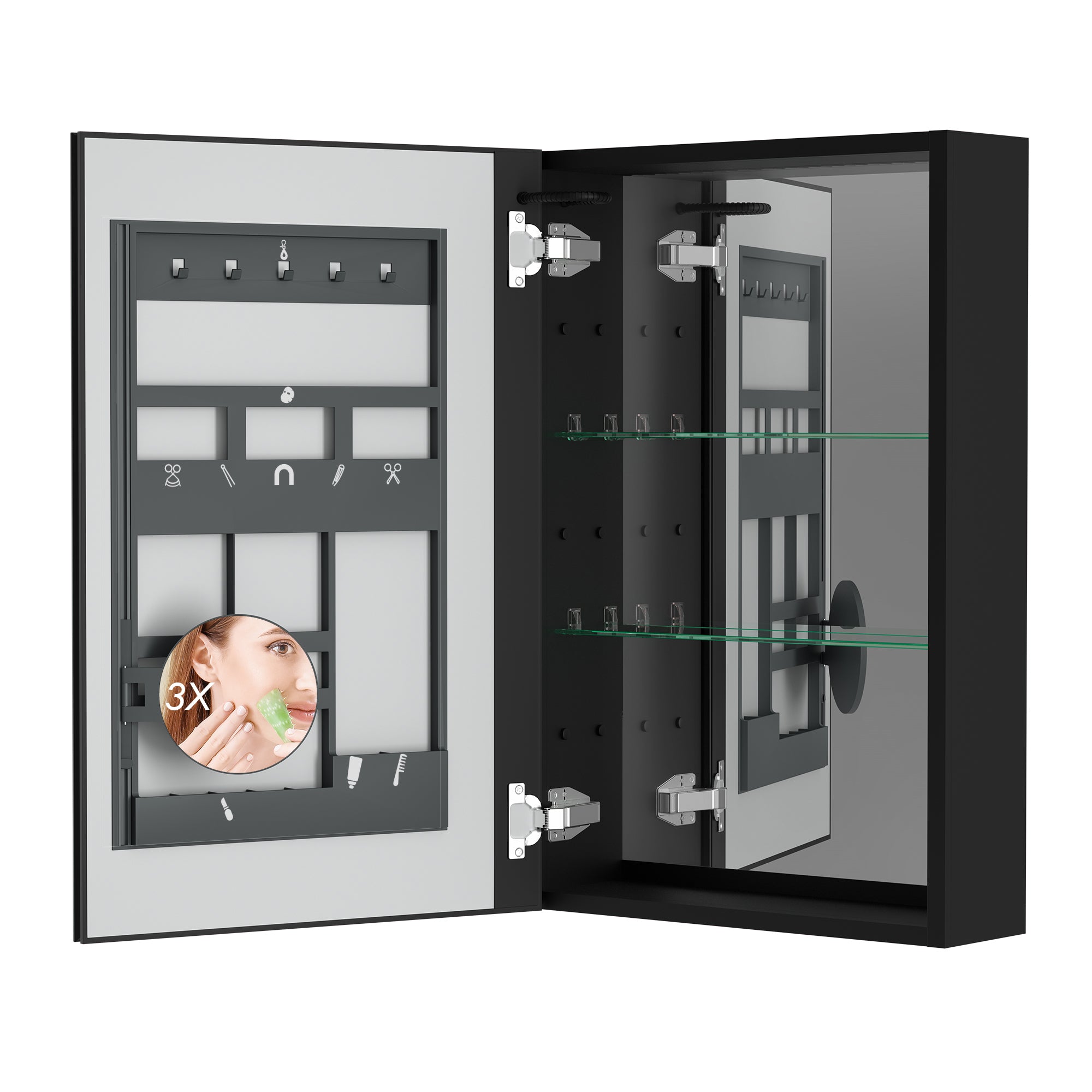 30"  Aluminum Surface Mount Medicine Cabinet with Mirror and LED Lights