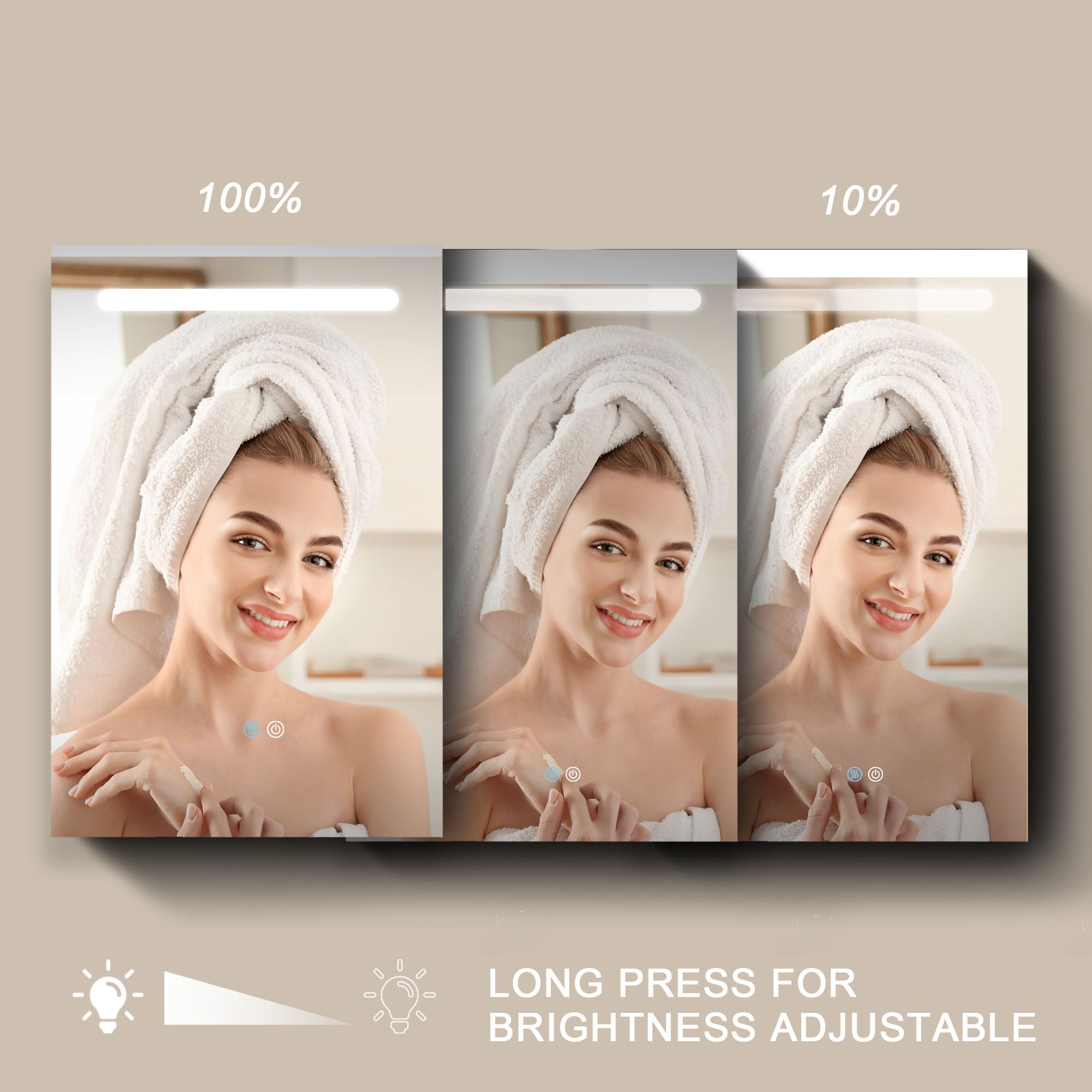 30" Aluminum Surface Mount 2 Door Frameless Mirrored Medicine Cabinet with LED Lighted Mirror Right