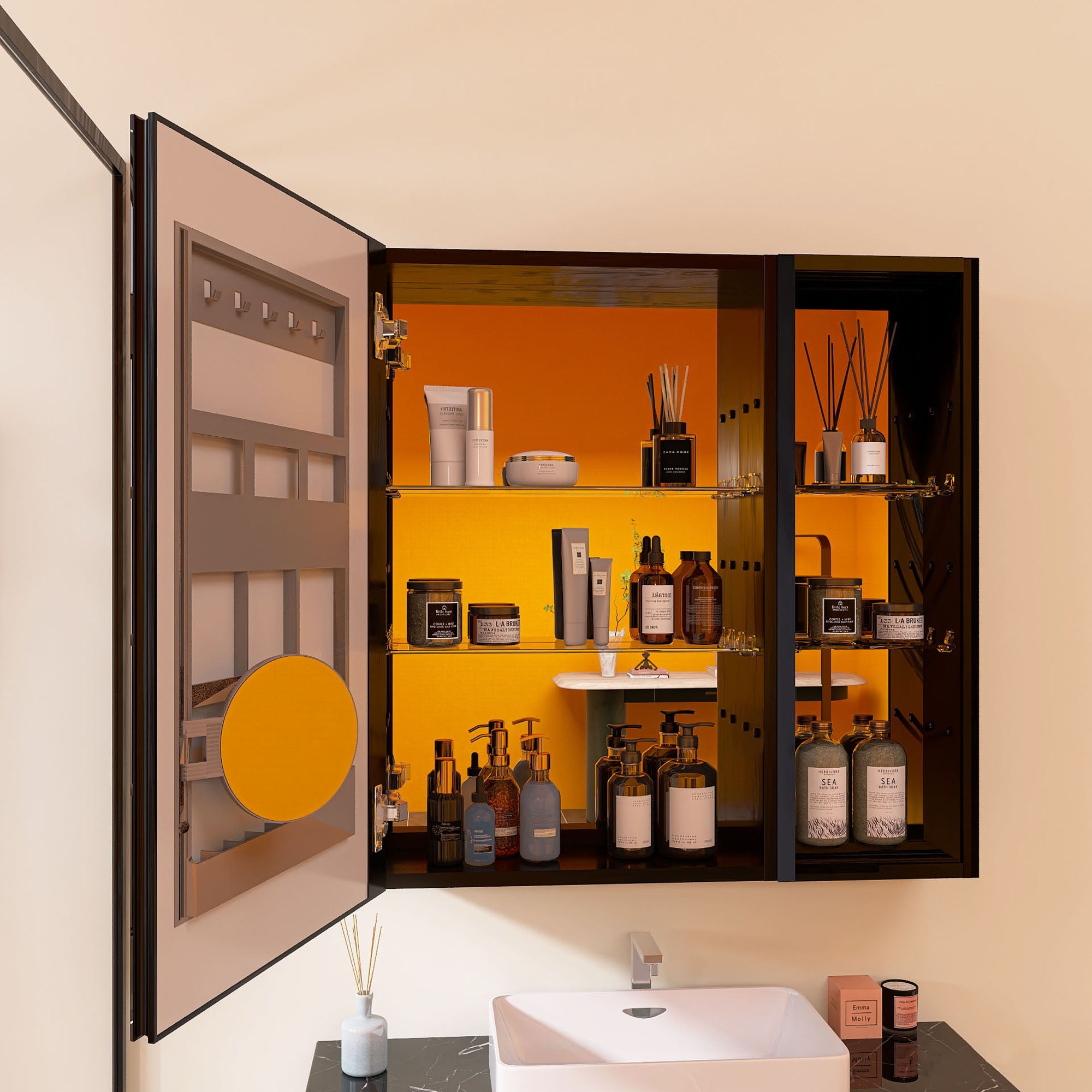 30 in. W x 30 in. H Square Aluminum Surface Mount Medicine Cabinet with Mirror