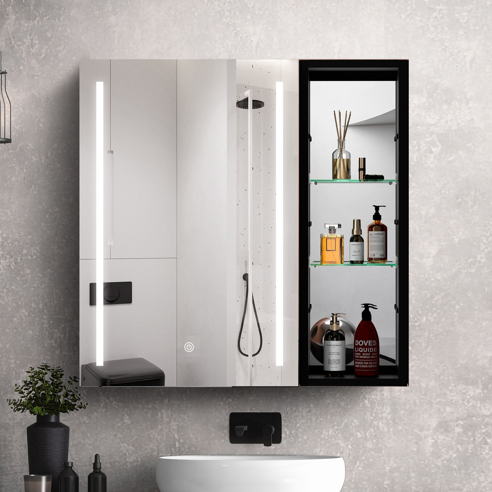 30 in. W x 30 in. H Square Aluminum Surface Mount Medicine Cabinet with Mirror