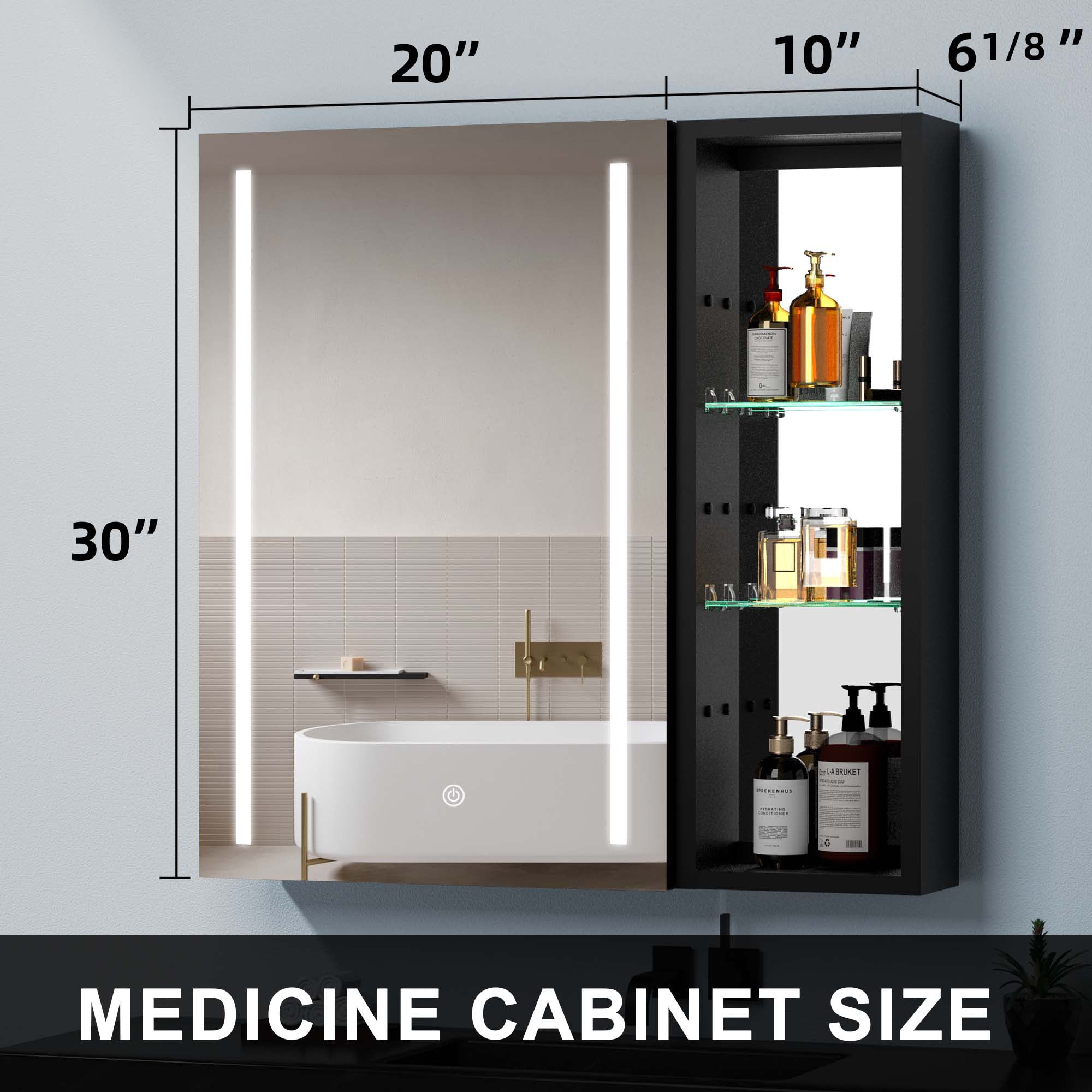 30 in. W x 30 in. H Square Aluminum Surface Mount Medicine Cabinet with Mirror
