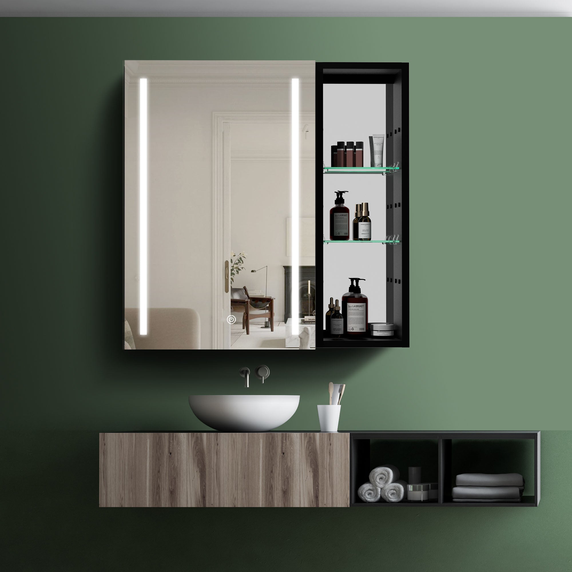 30 in. W x 30 in. H Square Aluminum Surface Mount Medicine Cabinet with Mirror