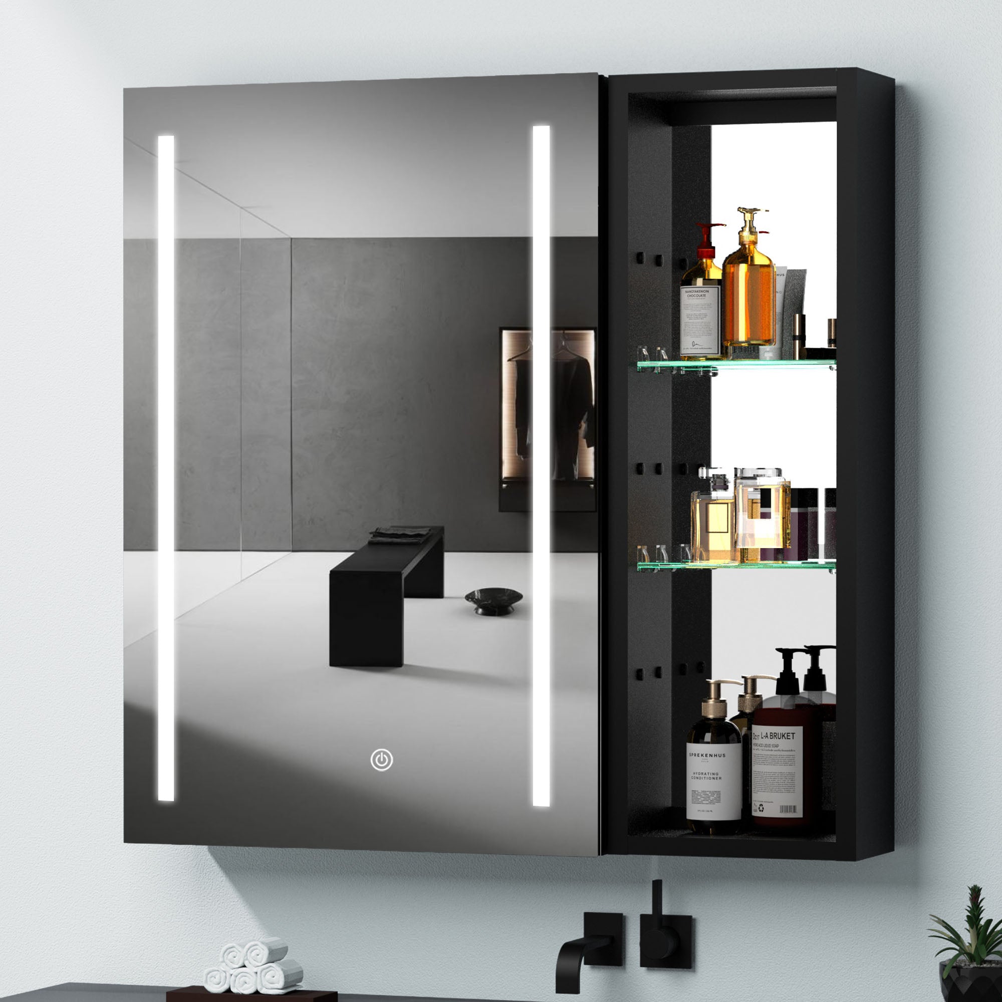 30 in. W x 30 in. H Square Aluminum Surface Mount Medicine Cabinet with Mirror