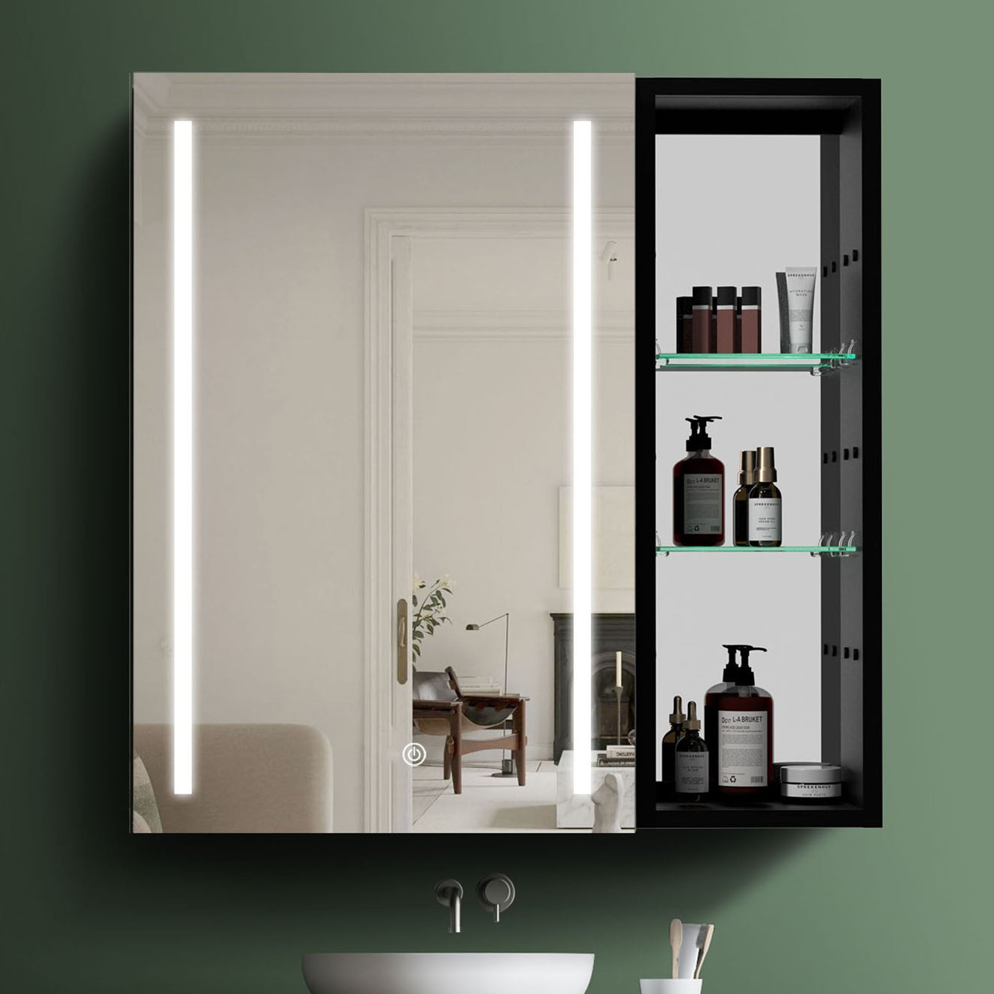 30 in. W x 30 in. H Square Aluminum Surface Mount Medicine Cabinet with Mirror