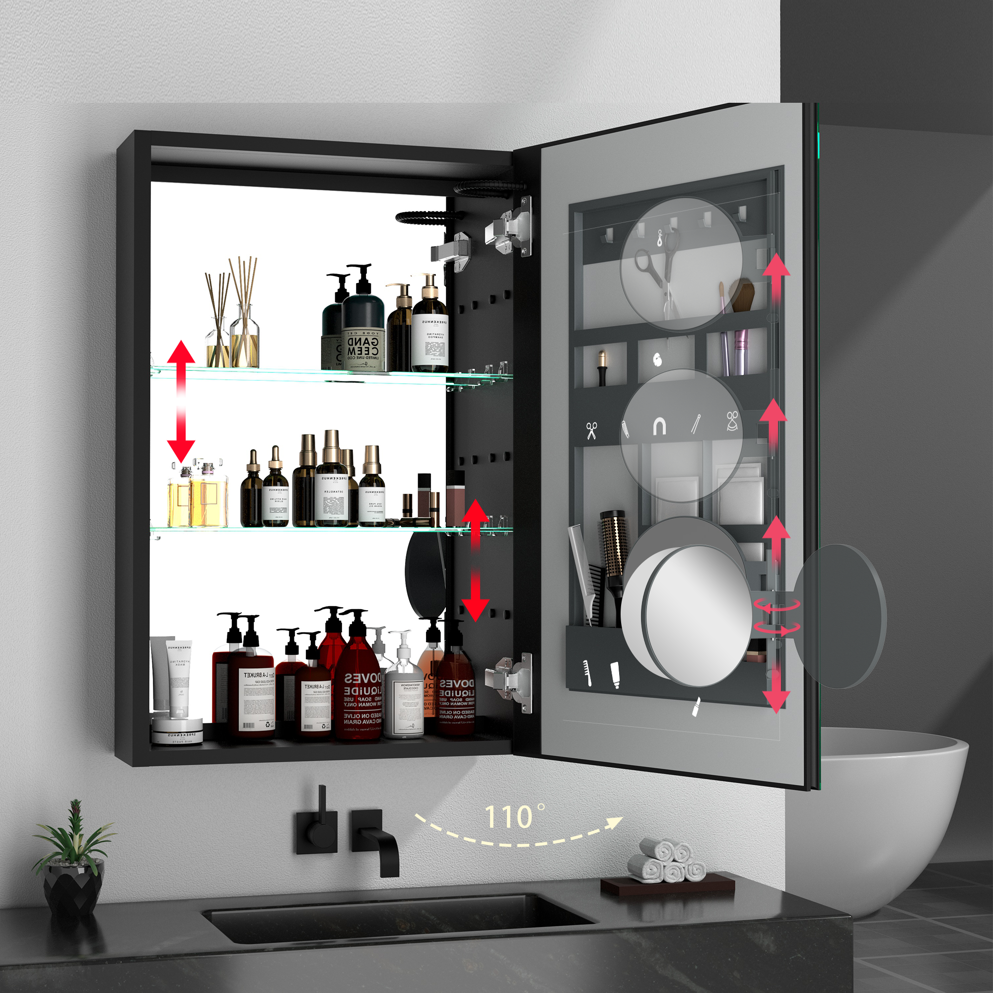 30 in. W x 30 in. H Square Aluminum Surface Mount Medicine Cabinet with Mirror