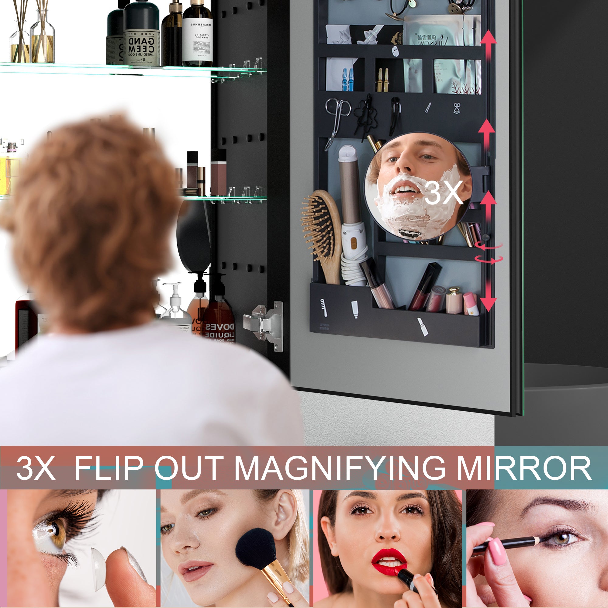 30 in. W x 30 in. H Square Aluminum Surface Mount Medicine Cabinet with Mirror