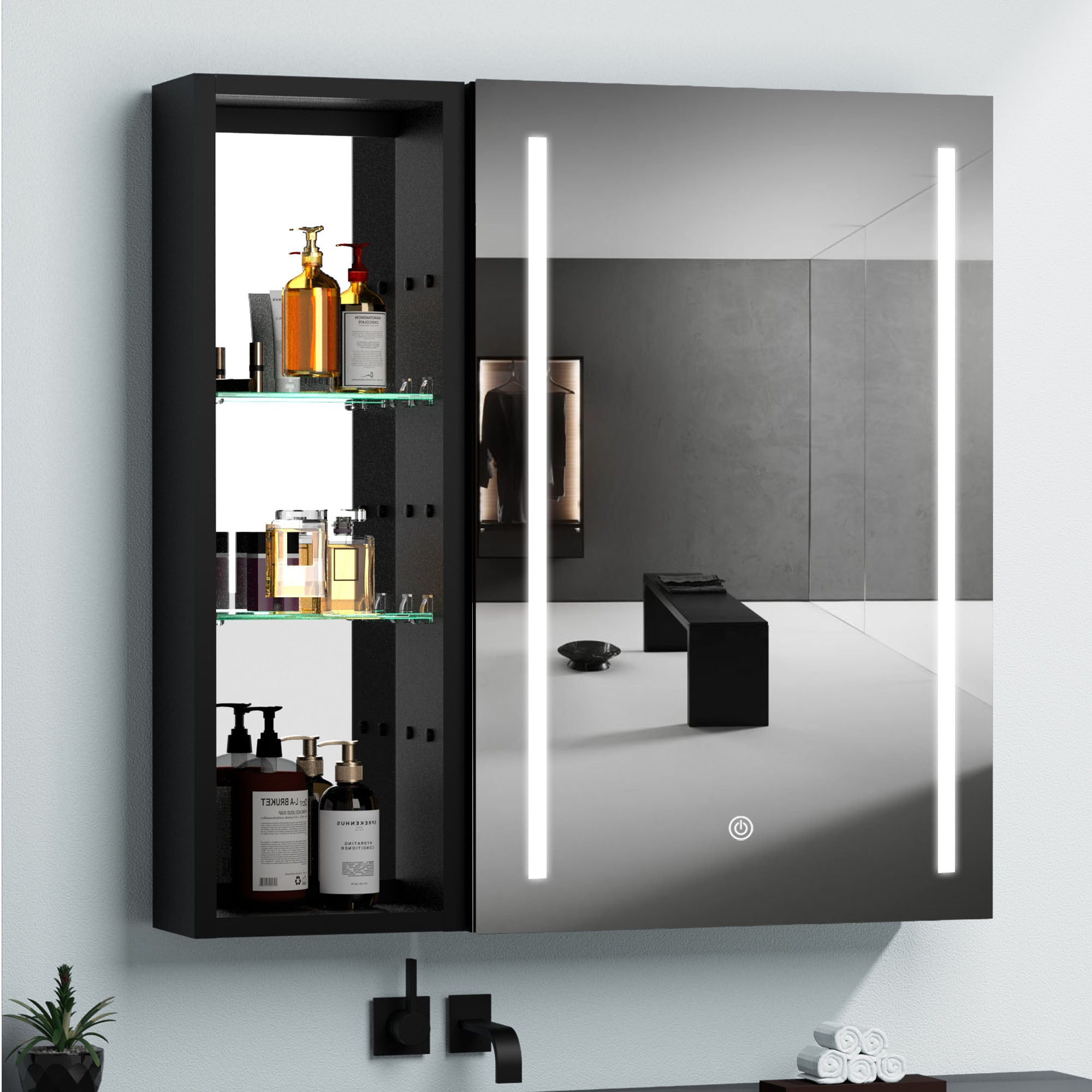 30 in. W x 30 in. H Square Aluminum Surface Mount Medicine Cabinet with Mirror