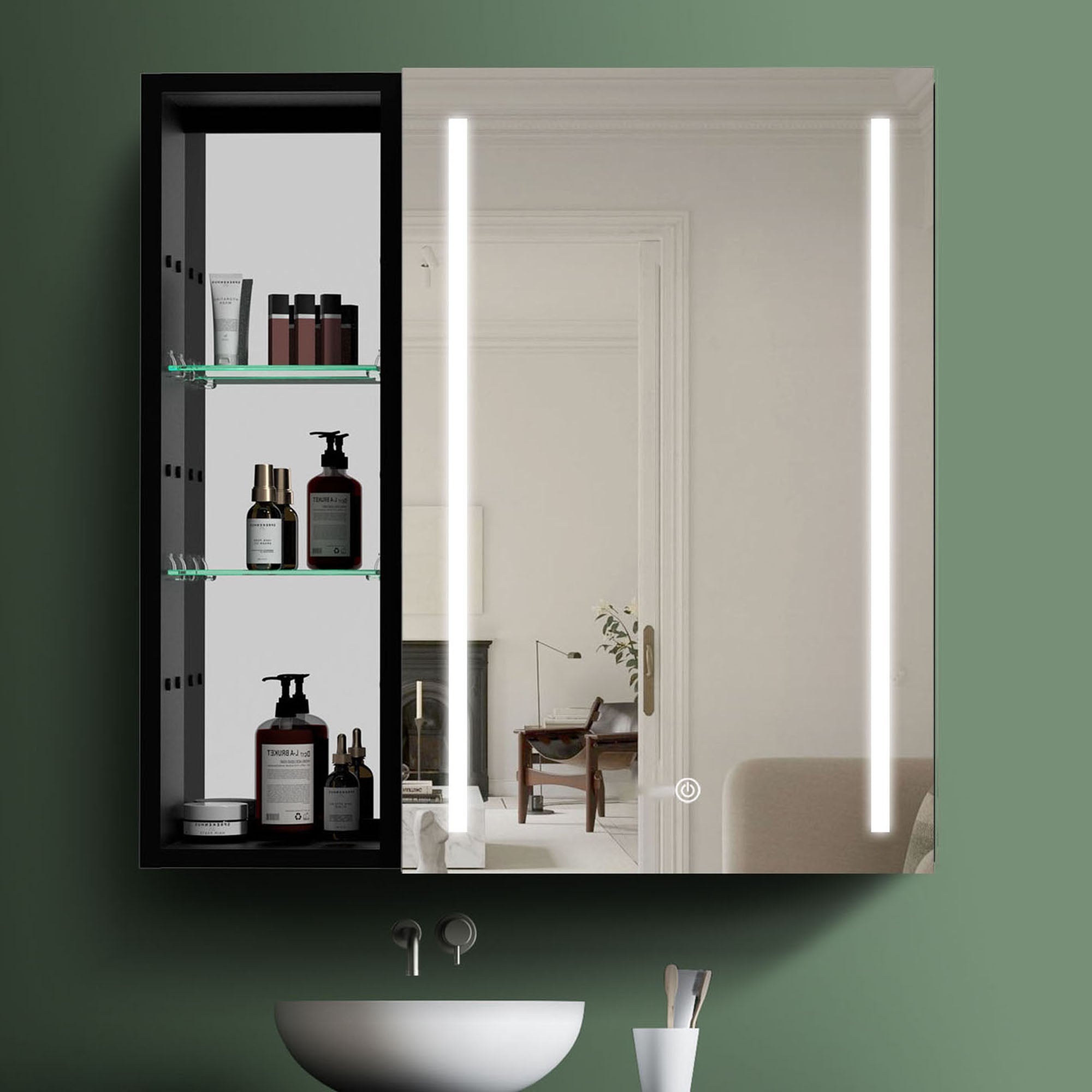 30 in. W x 30 in. H Square Aluminum Surface Mount Medicine Cabinet with Mirror