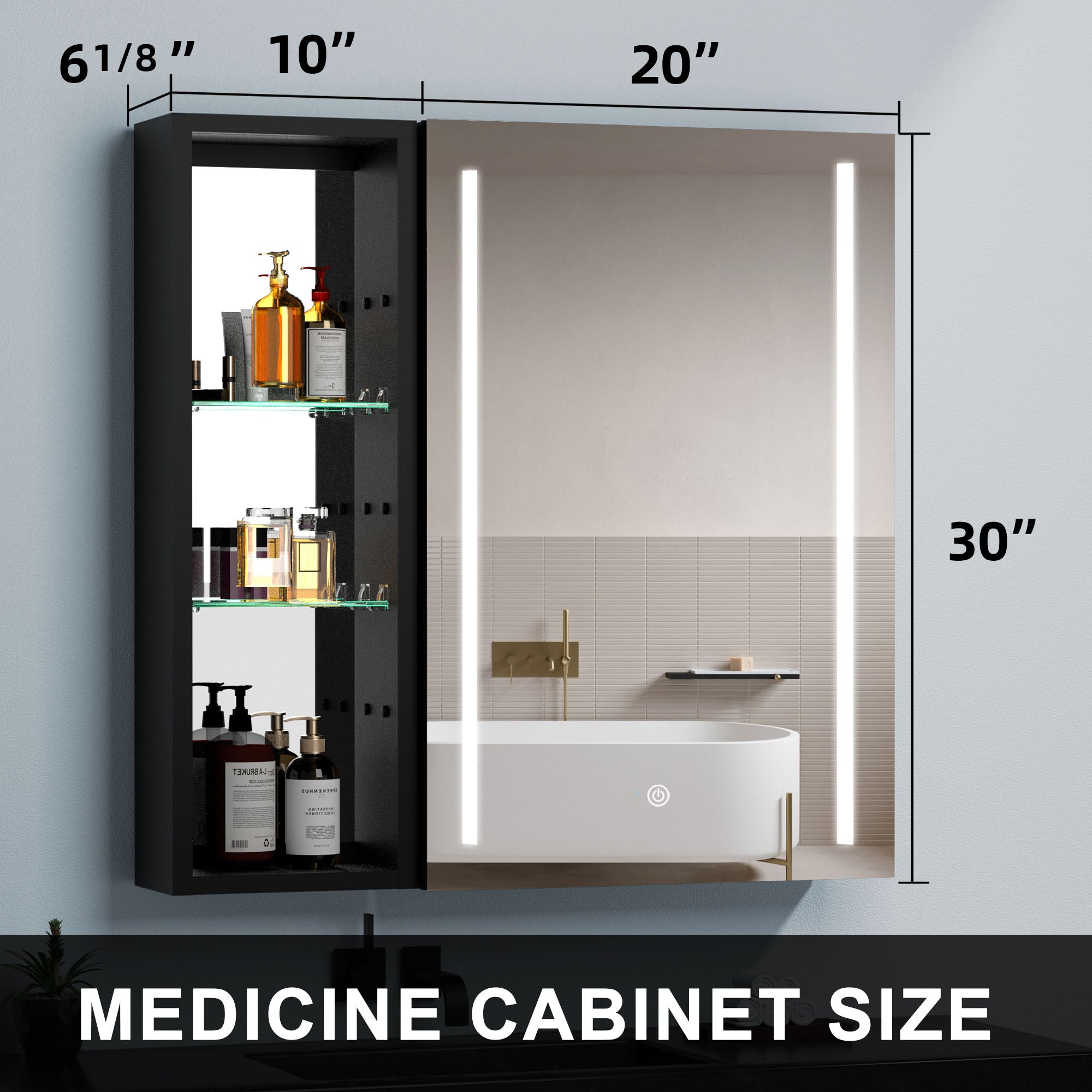 30 in. W x 30 in. H Square Aluminum Surface Mount Medicine Cabinet with Mirror