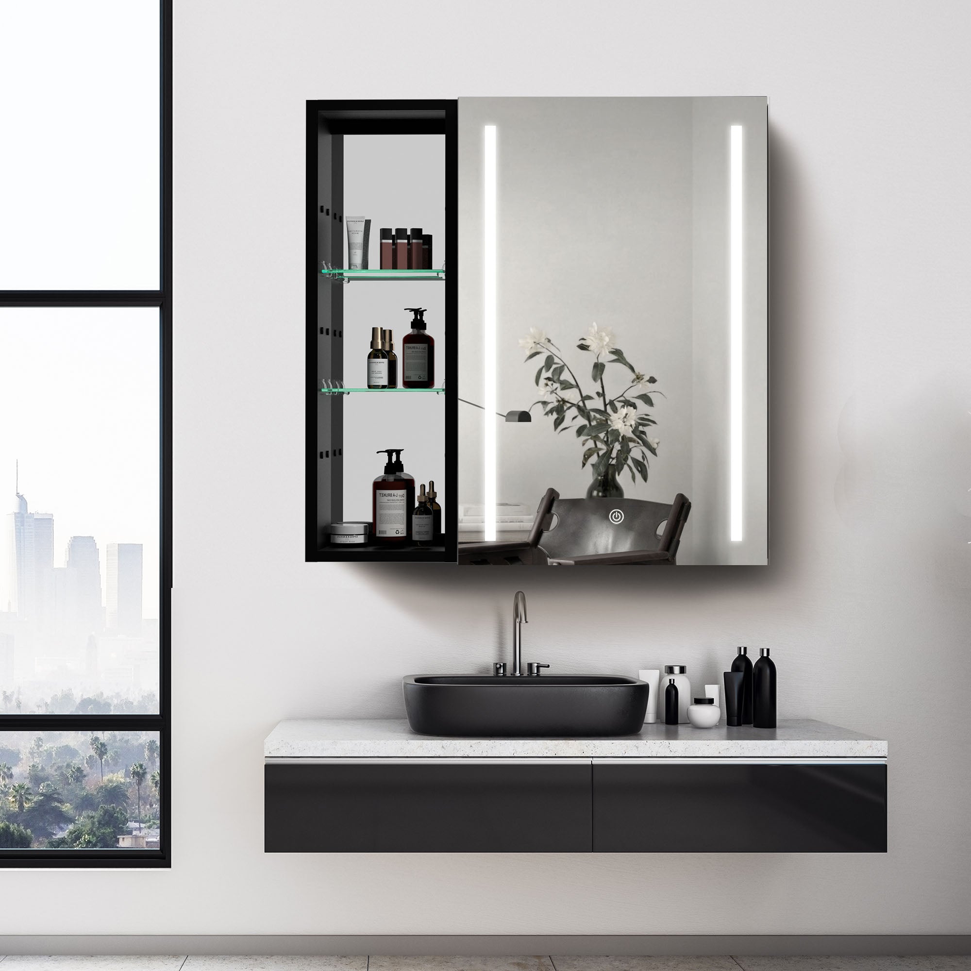 30 in. W x 30 in. H Square Aluminum Surface Mount Medicine Cabinet with Mirror
