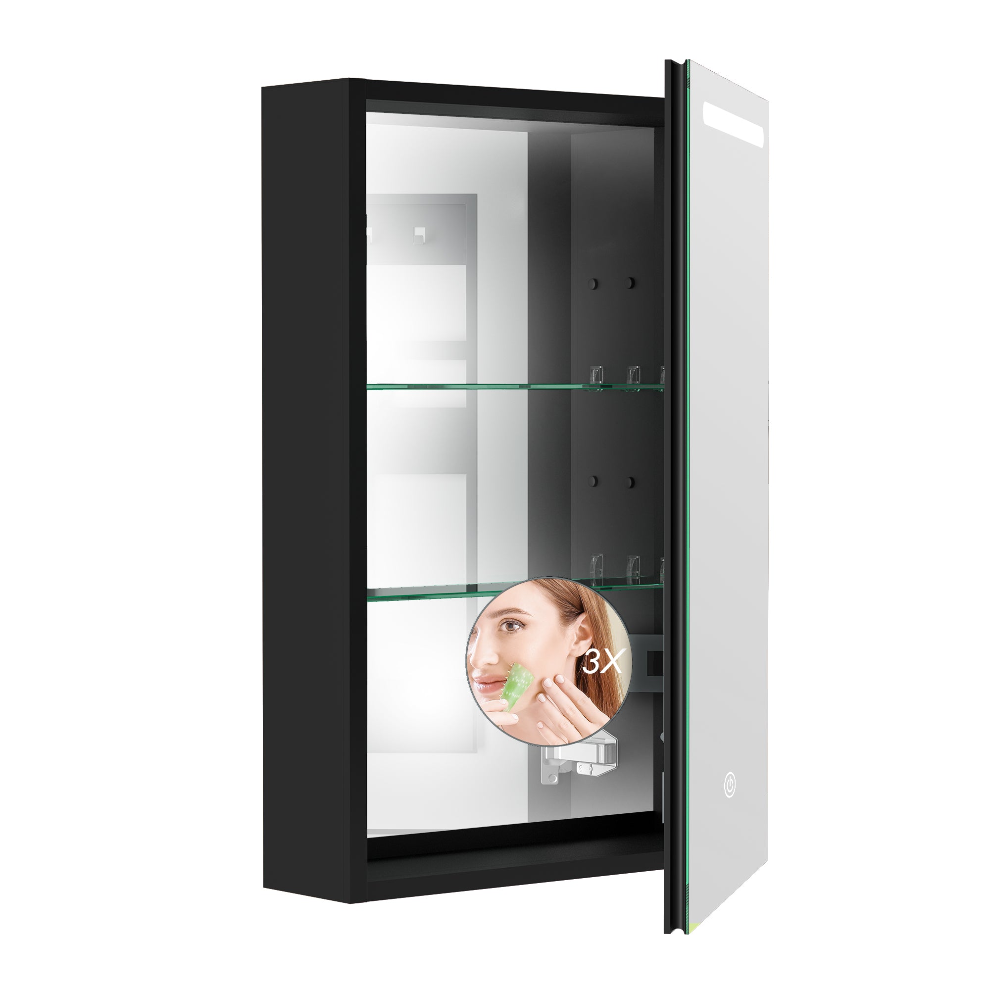 40" Aluminum Surface Mount Medicine Cabinet with Mirror and Exterior Shelves