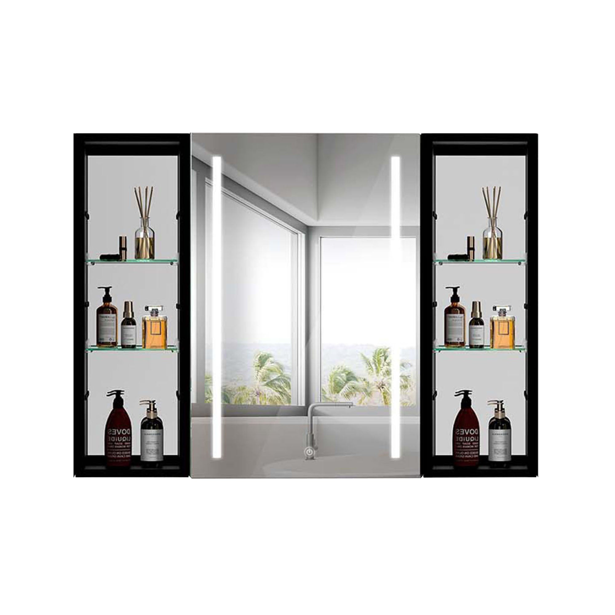 40" Aluminum Surface Mount Medicine Cabinet with Mirror and Exterior Shelves